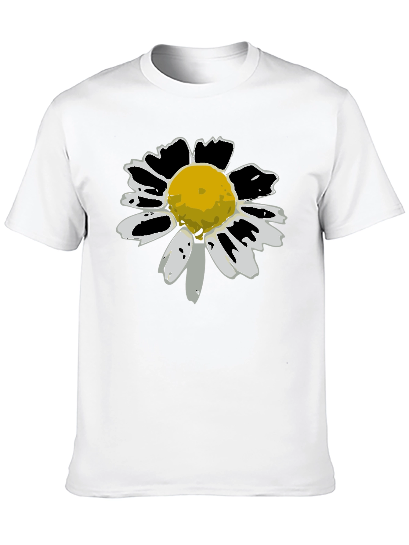 Daisy Flower Graphic Tee - Black Cotton T-Shirt