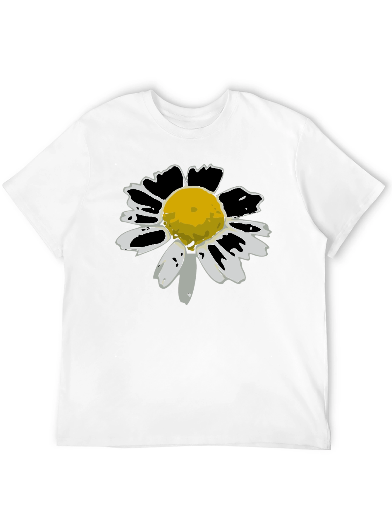 Daisy Flower Graphic Tee - Black Cotton T-Shirt