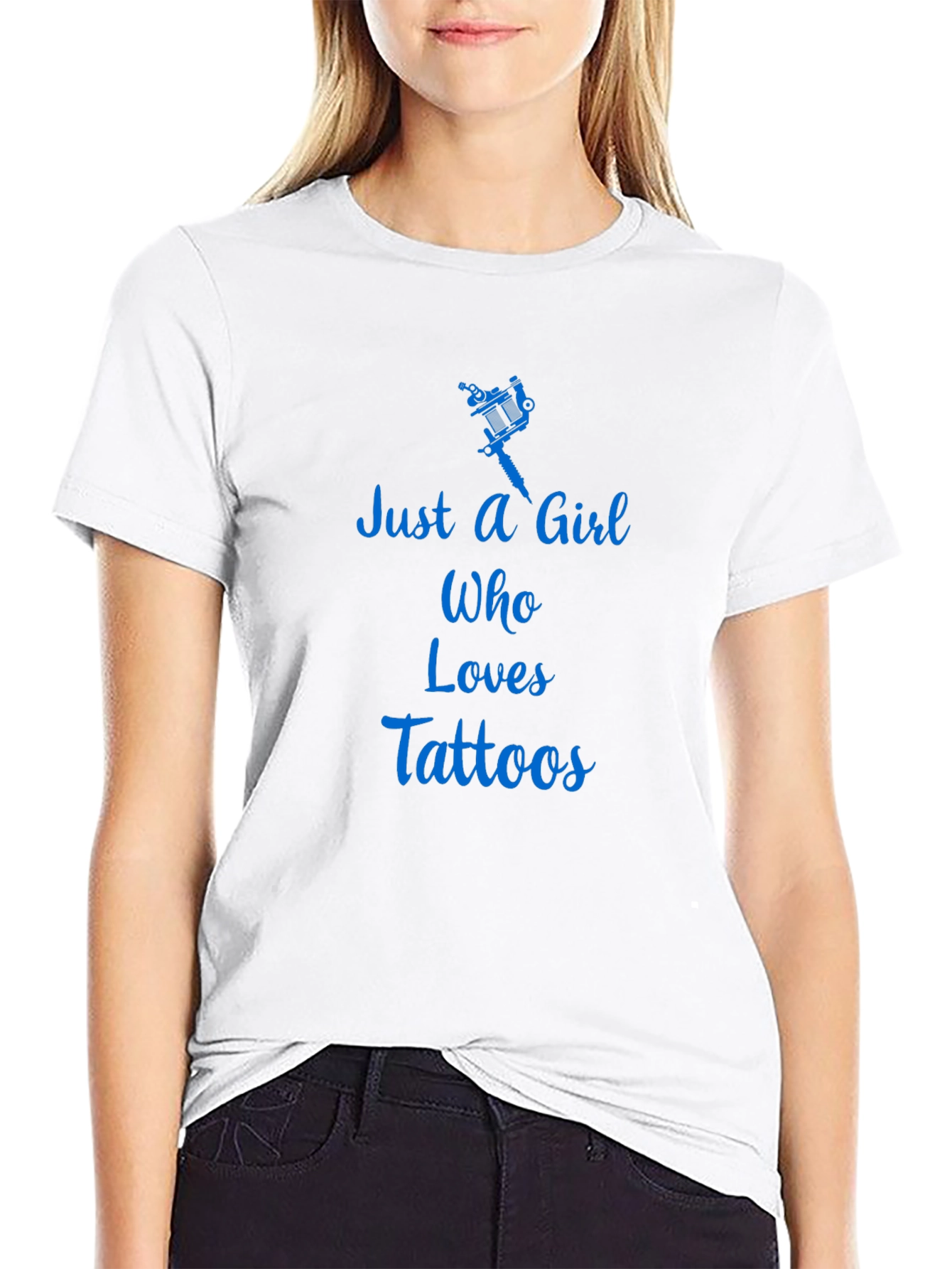 Just a Girl Who Loves Tattoos Black Graphic Tee
