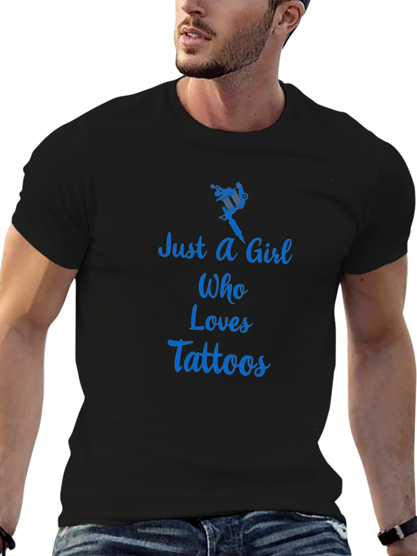 Just a Girl Who Loves Tattoos Black Graphic Tee