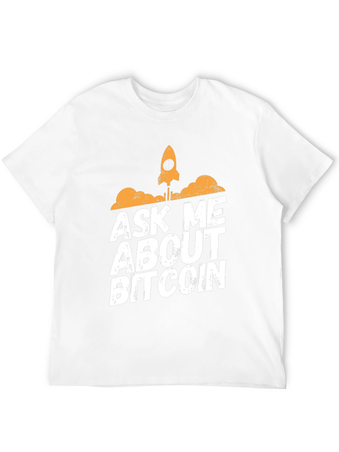 Ask Me About Bitcoin T-Shirt - Crypto Rocket Design