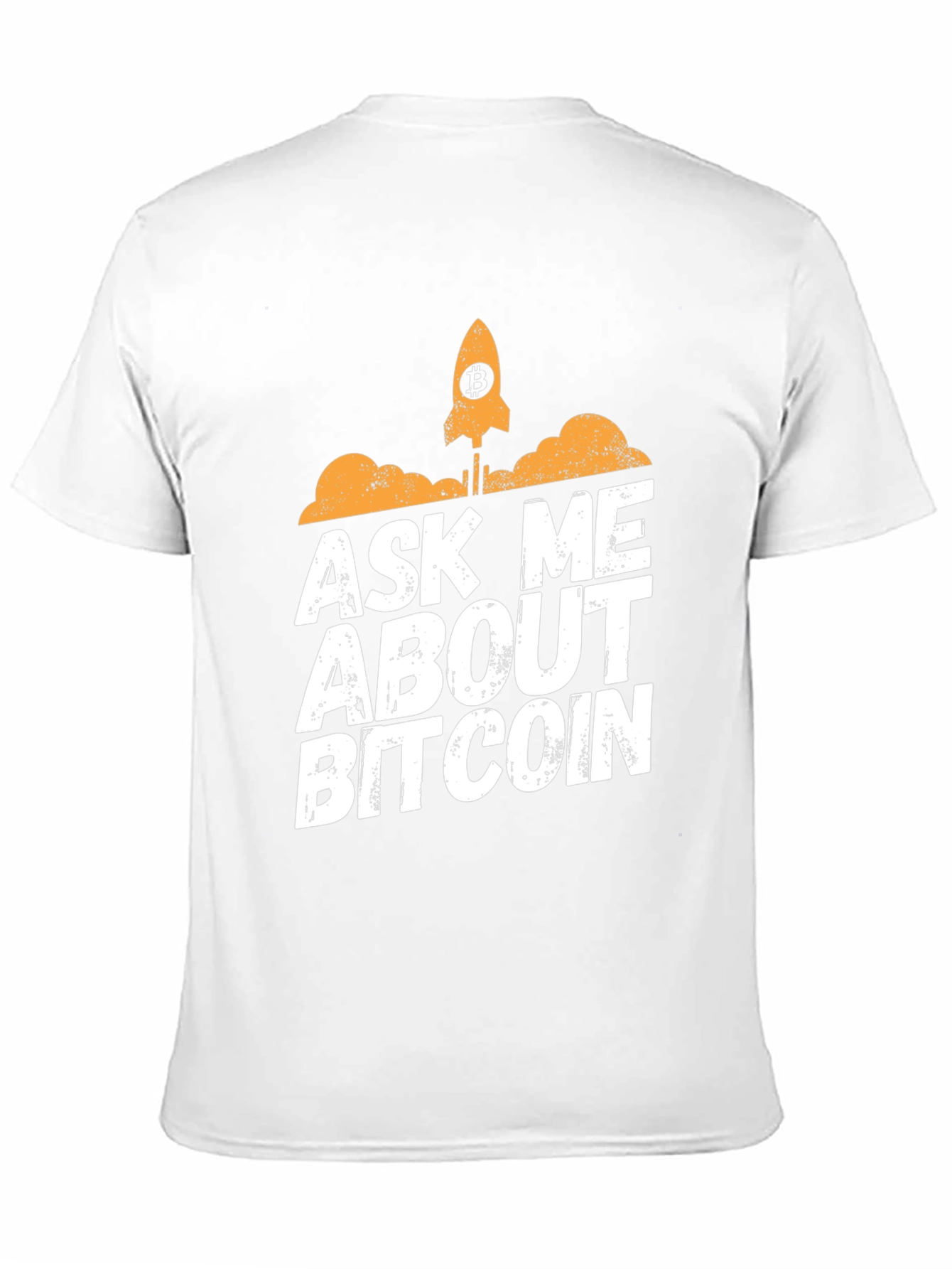 Ask Me About Bitcoin T-Shirt - Crypto Rocket Design