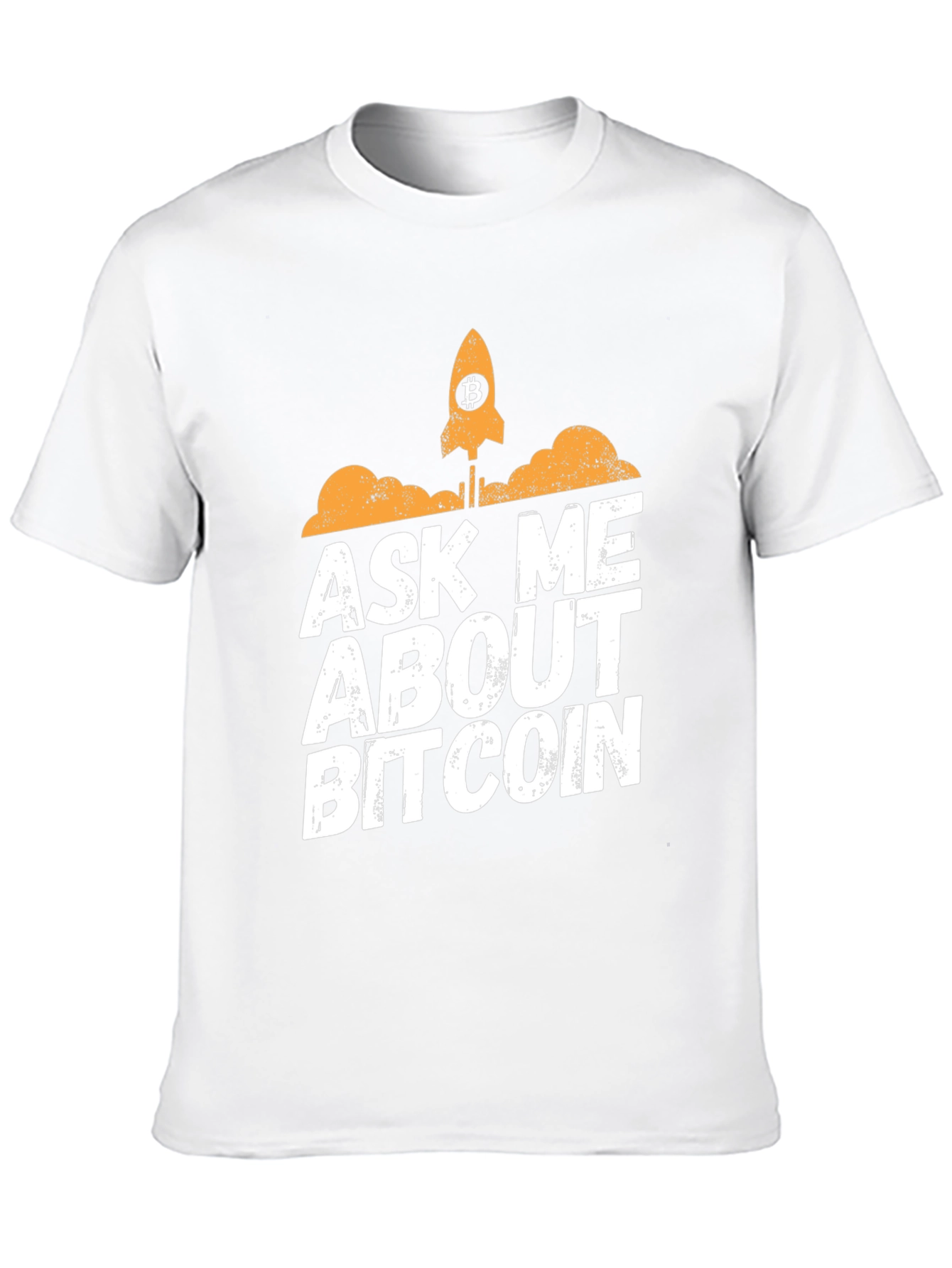 Ask Me About Bitcoin T-Shirt - Crypto Rocket Design