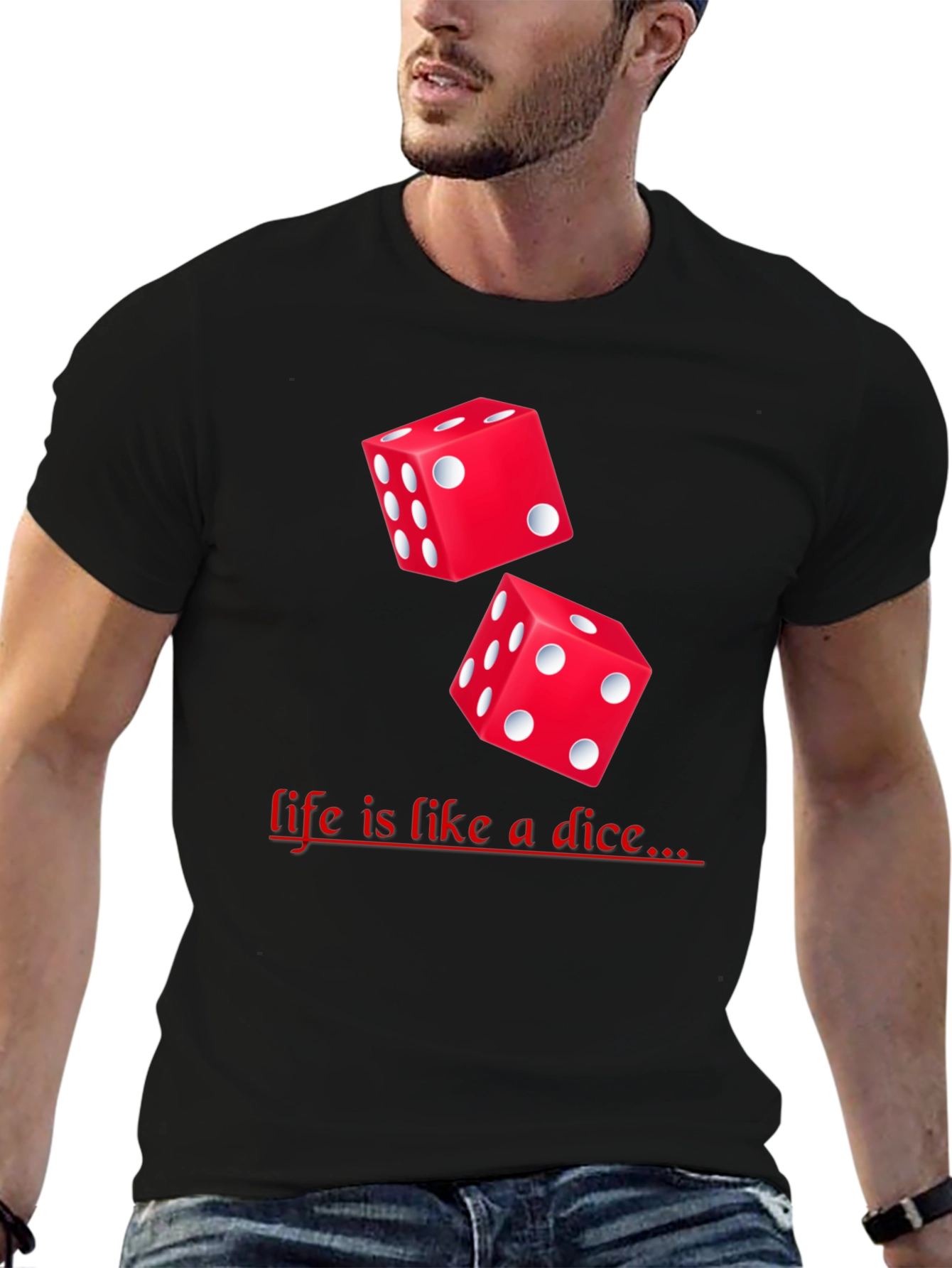 Dice Graphic Black T-Shirt - Lifes a Game!