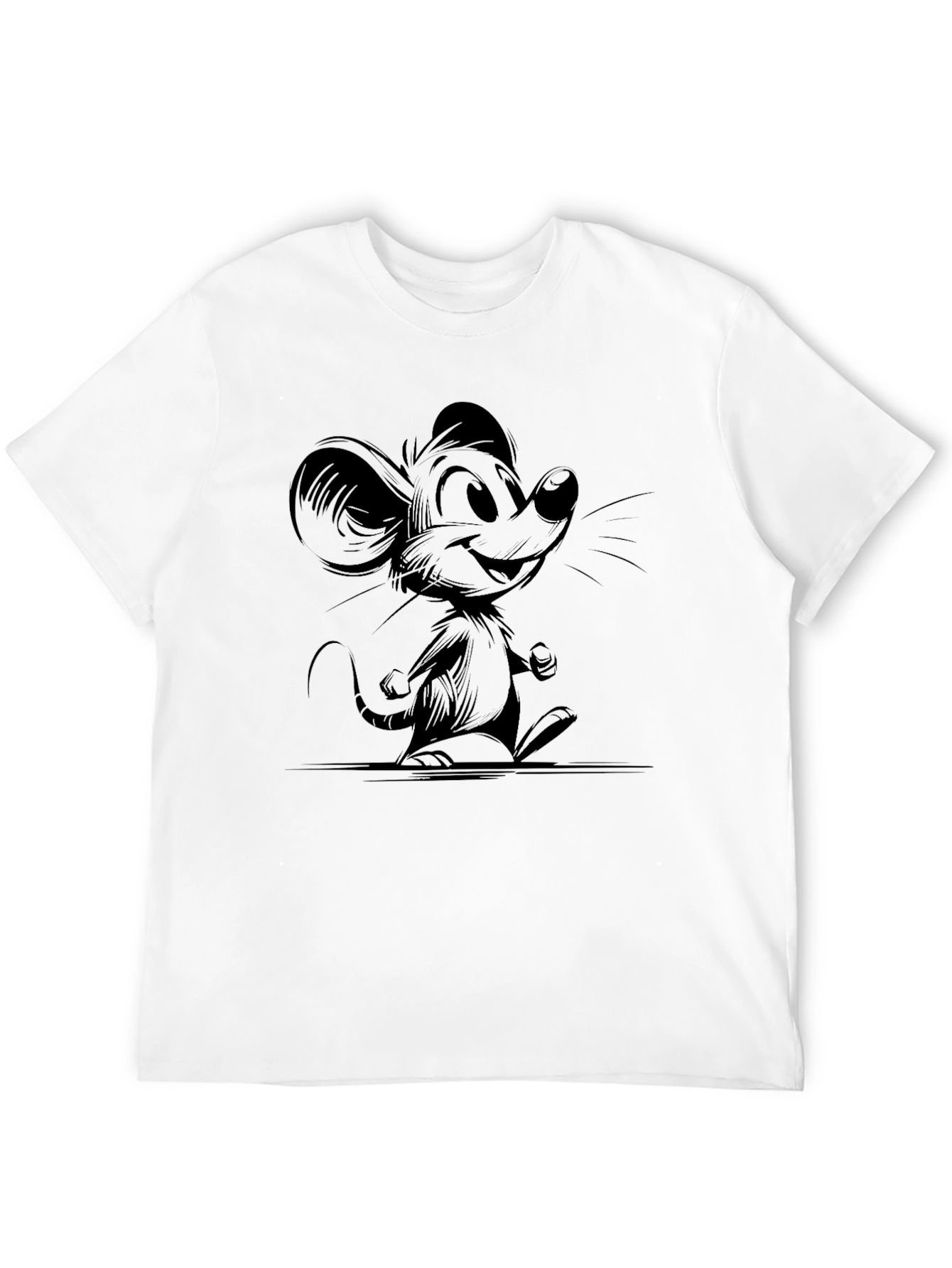 Cartoon Mouse Graphic Black T-Shirt