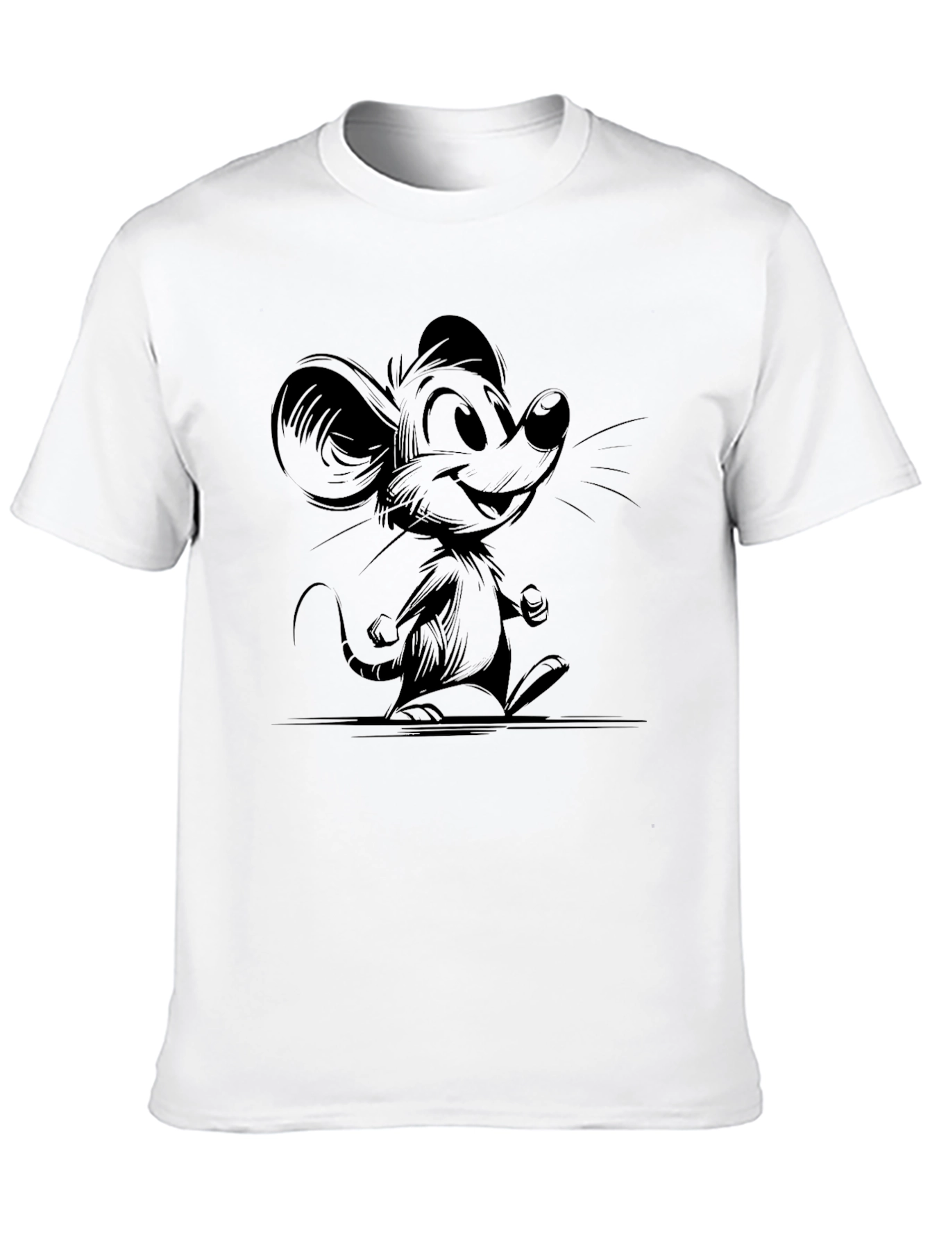 Cartoon Mouse Graphic Black T-Shirt