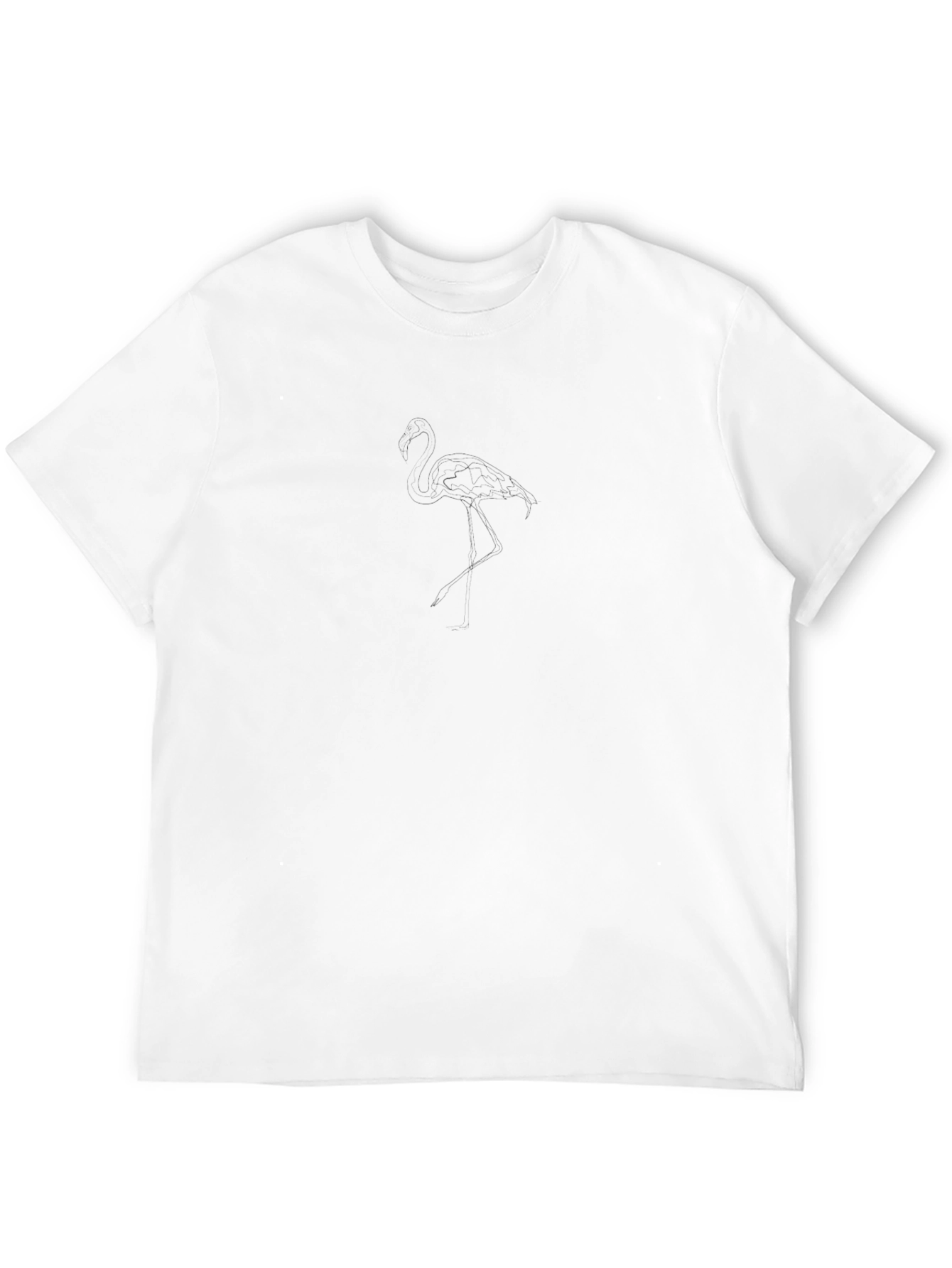 Mens Black Flamingo Line Art T-Shirt