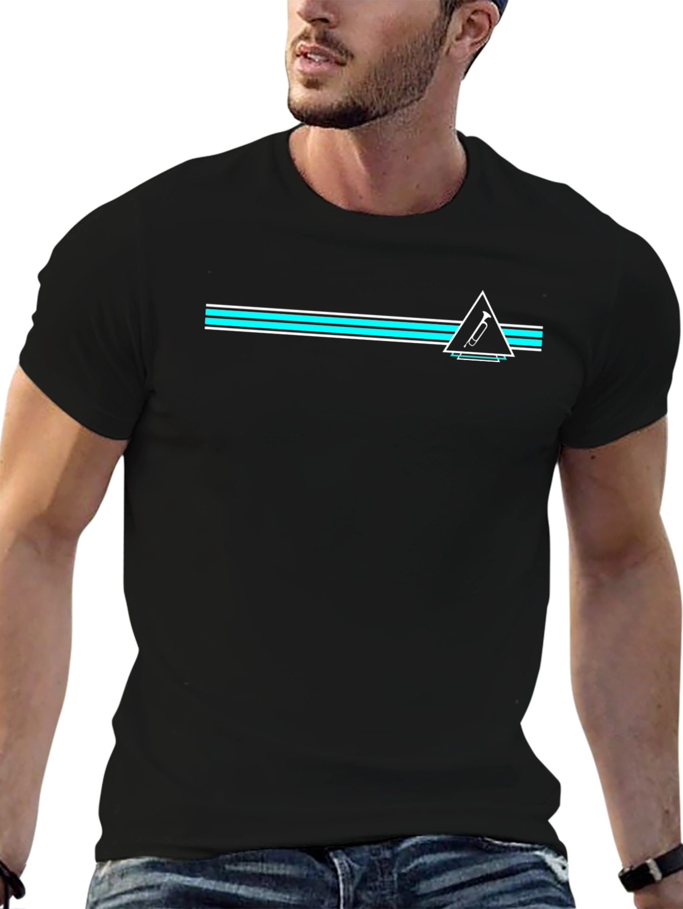 Modern Black Tee with Graphic Design