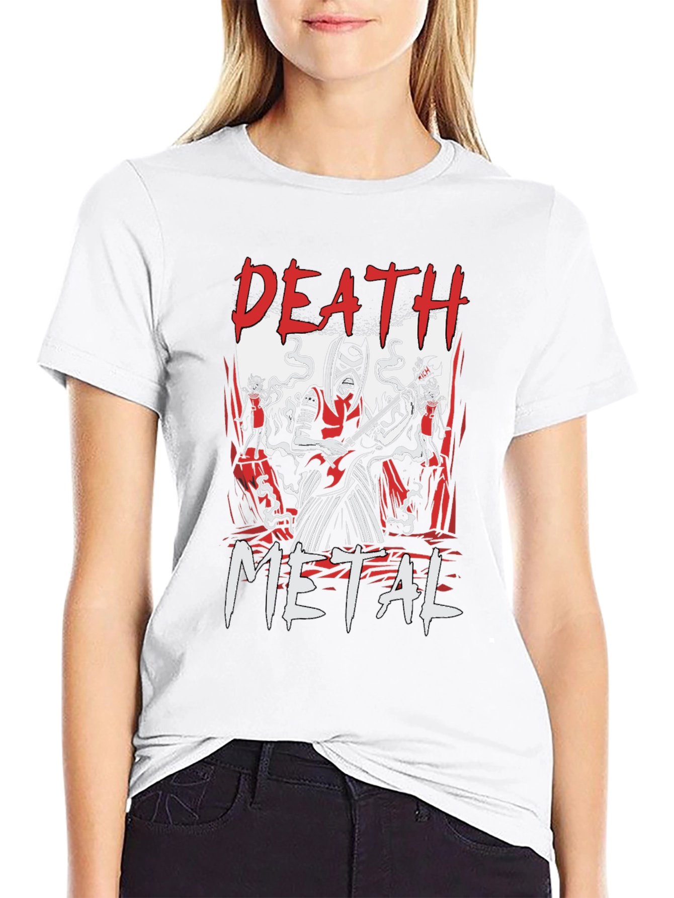 Death Metal Graphic Print Black T-Shirt