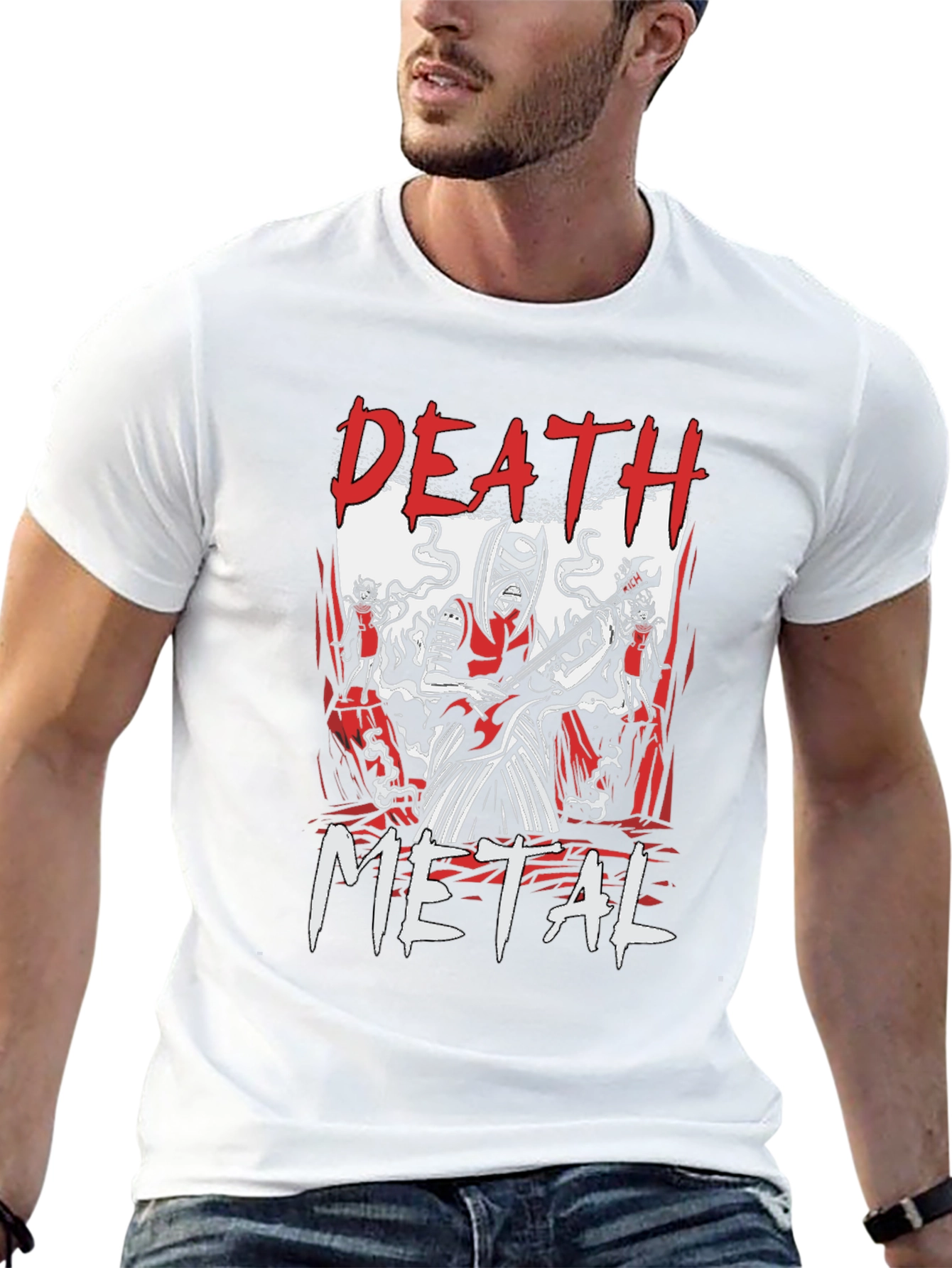 Death Metal Graphic Print Black T-Shirt