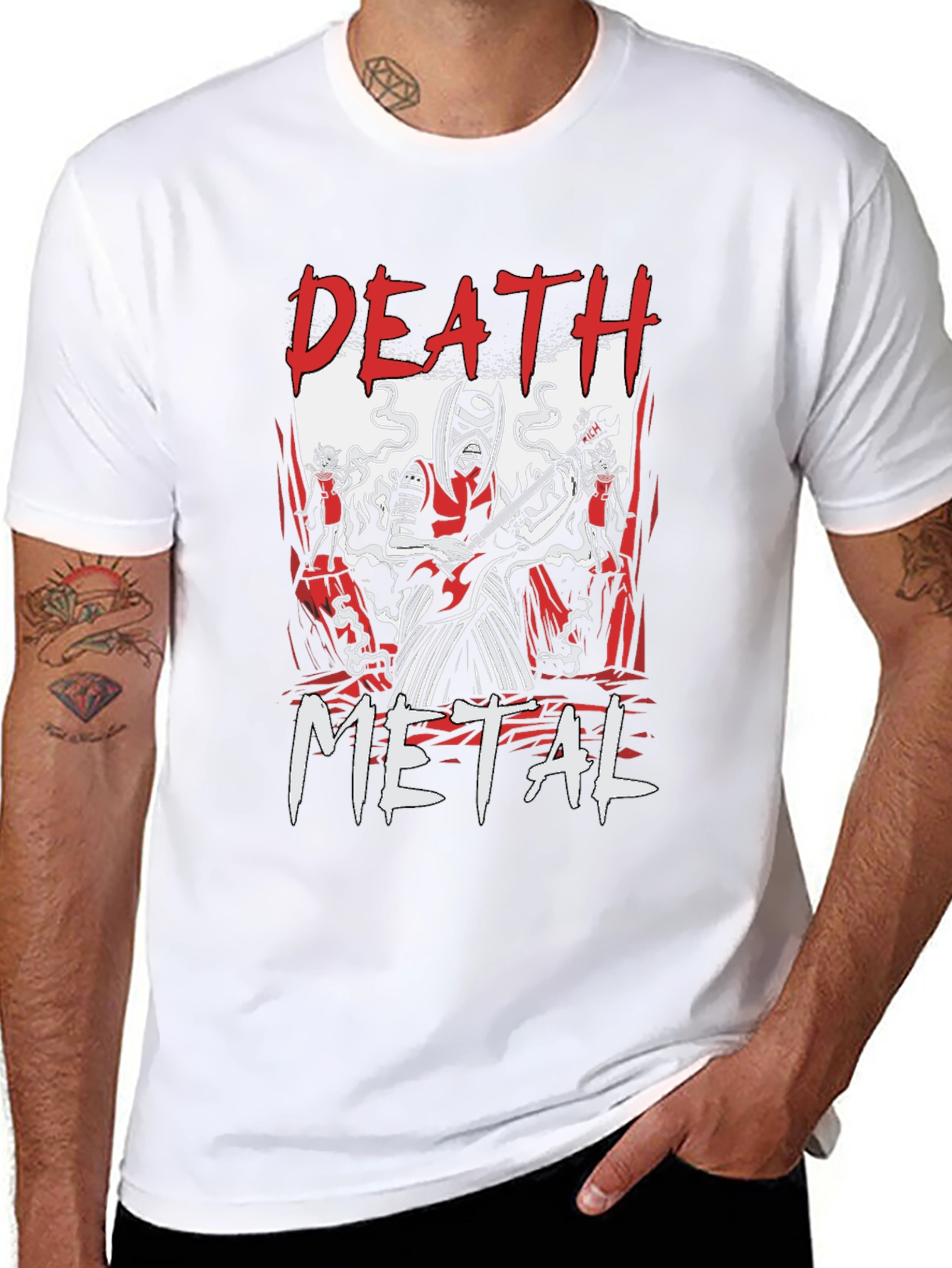 Death Metal Graphic Print Black T-Shirt