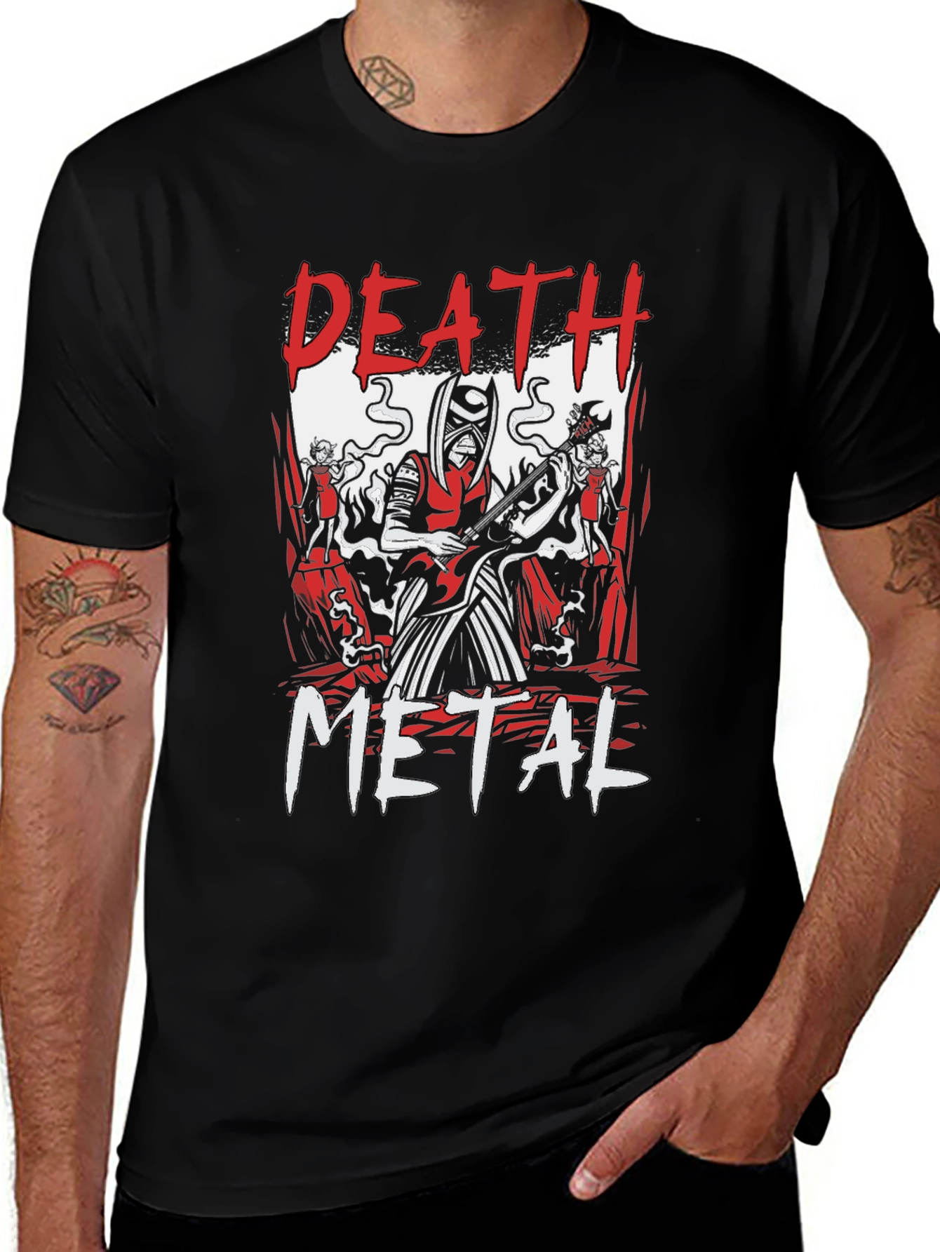 Death Metal Graphic Print Black T-Shirt