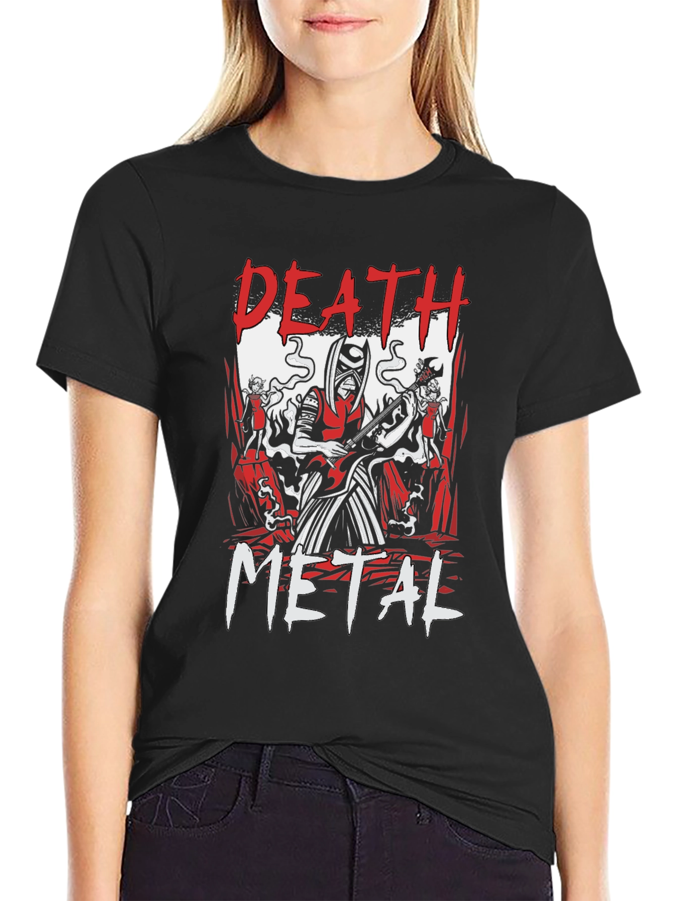 Death Metal Graphic Print Black T-Shirt