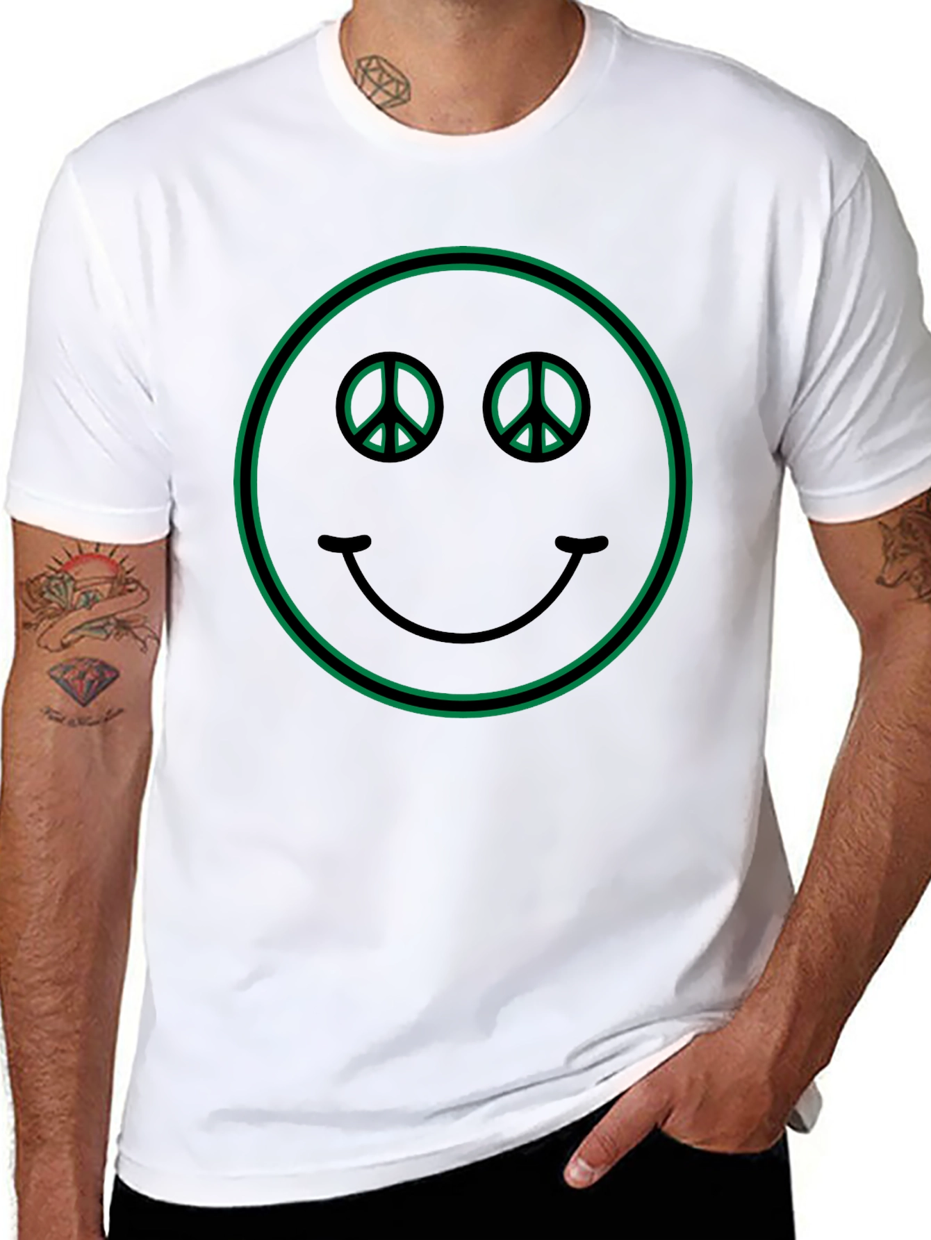 Peace Sign Smiley Face Graphic T-Shirt