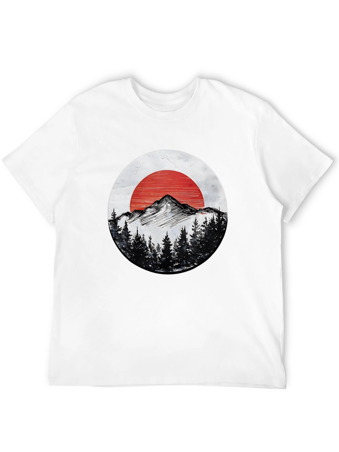 Mountain & Sun Graphic Tee - Black Cotton T-Shirt