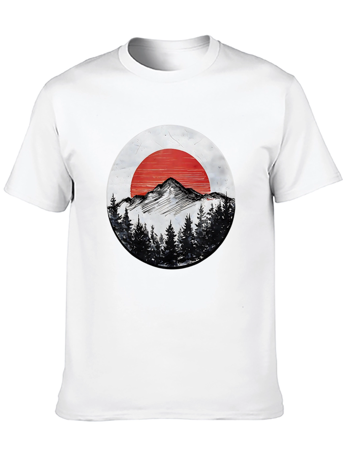 Mountain & Sun Graphic Tee - Black Cotton T-Shirt