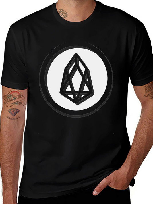 Black EOS Crypto Logo T-Shirt - Modern Geometric Design