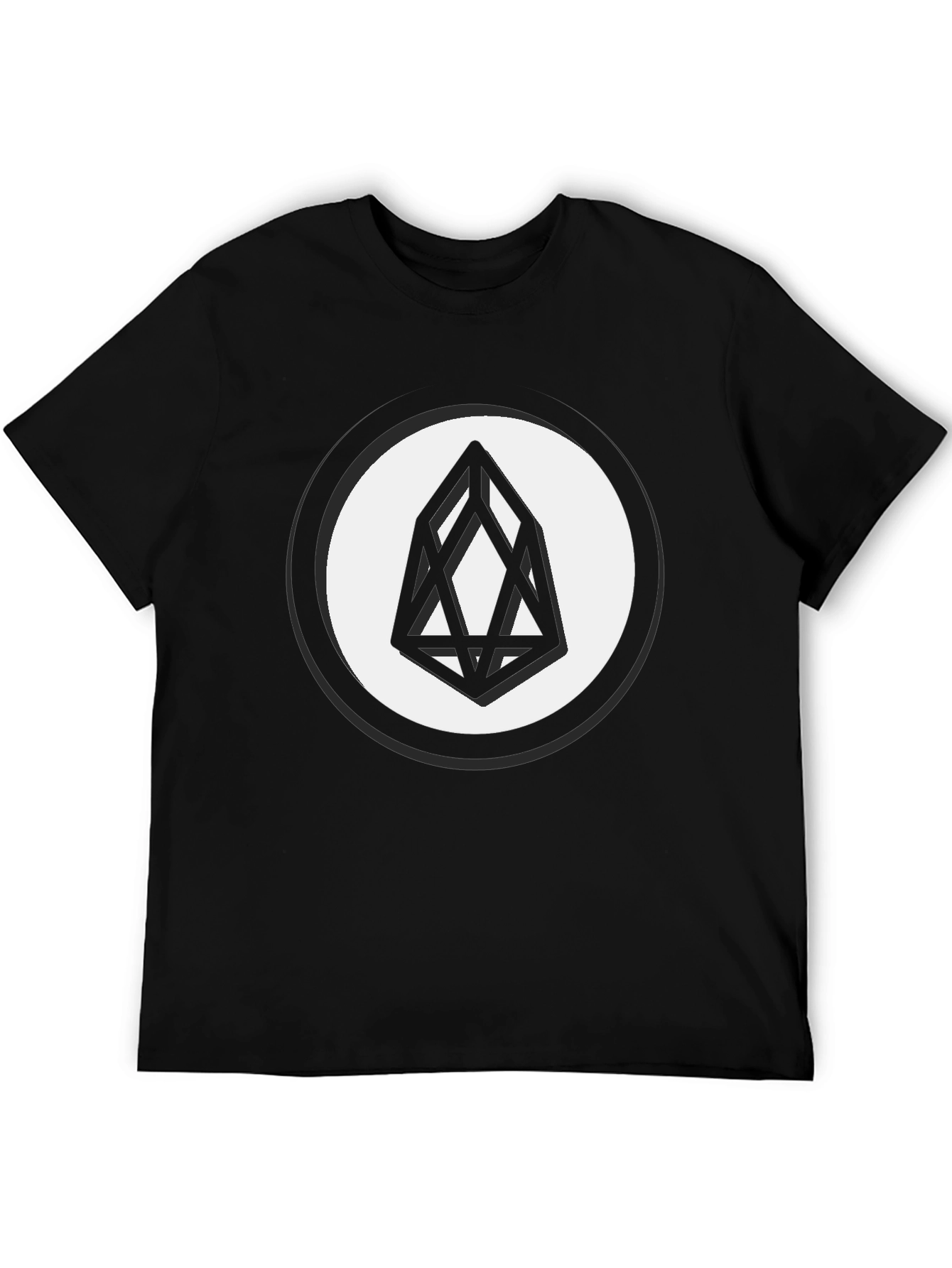 Black EOS Crypto Logo T-Shirt - Modern Geometric Design