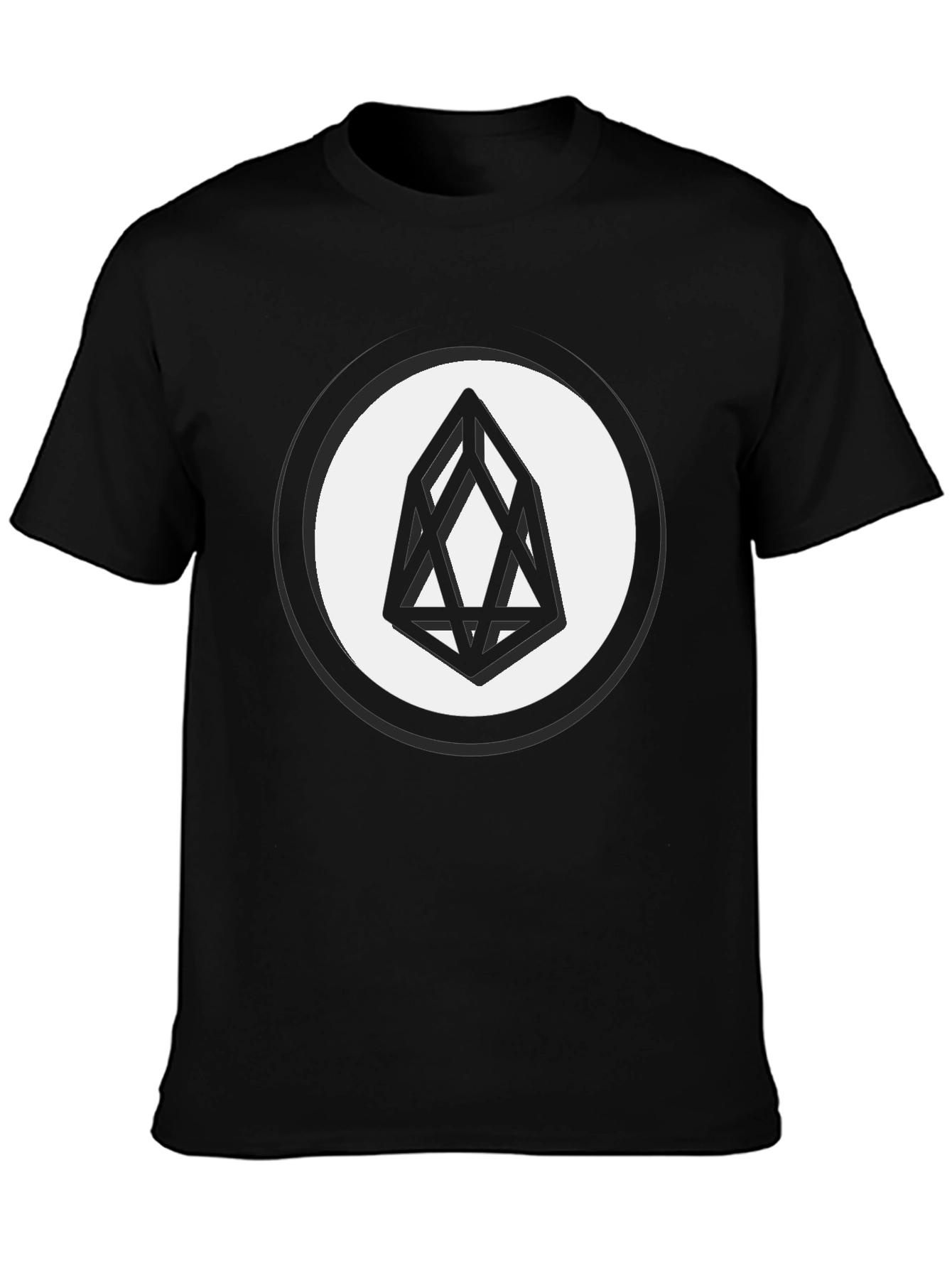 Black EOS Crypto Logo T-Shirt - Modern Geometric Design