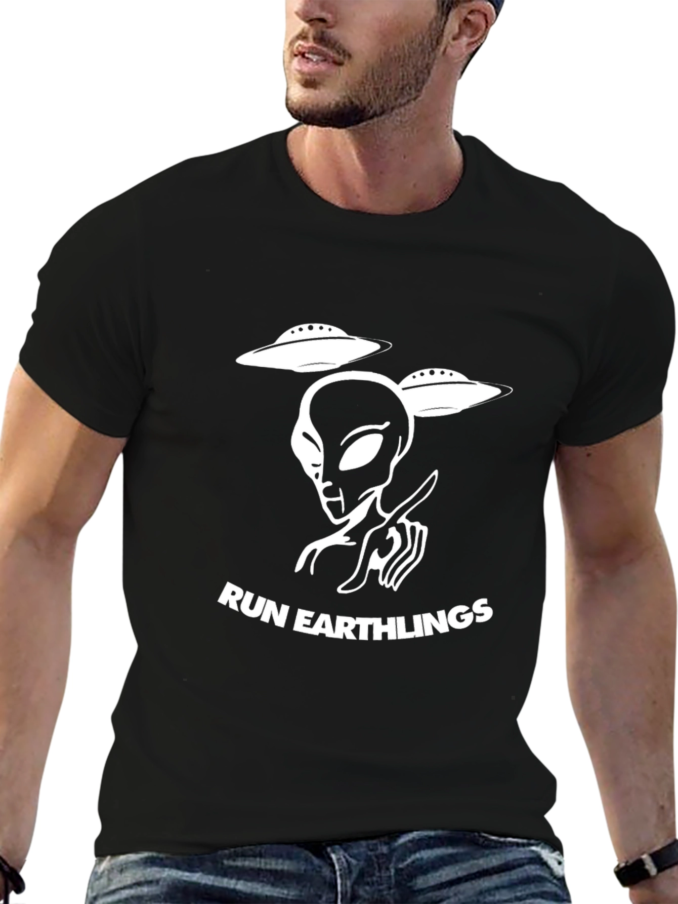 Run Earthlings Black Graphic Tee
