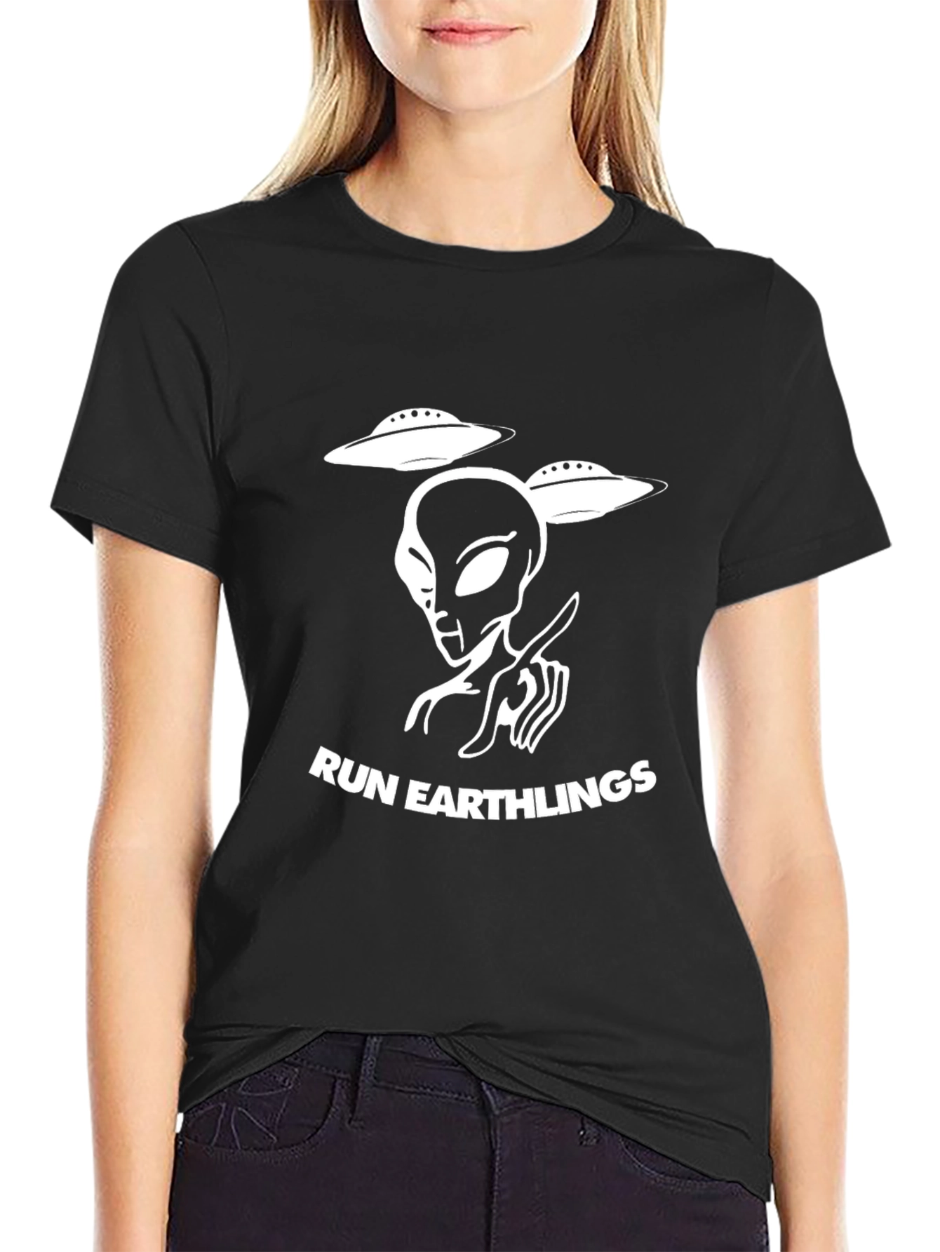 Run Earthlings Black Graphic Tee