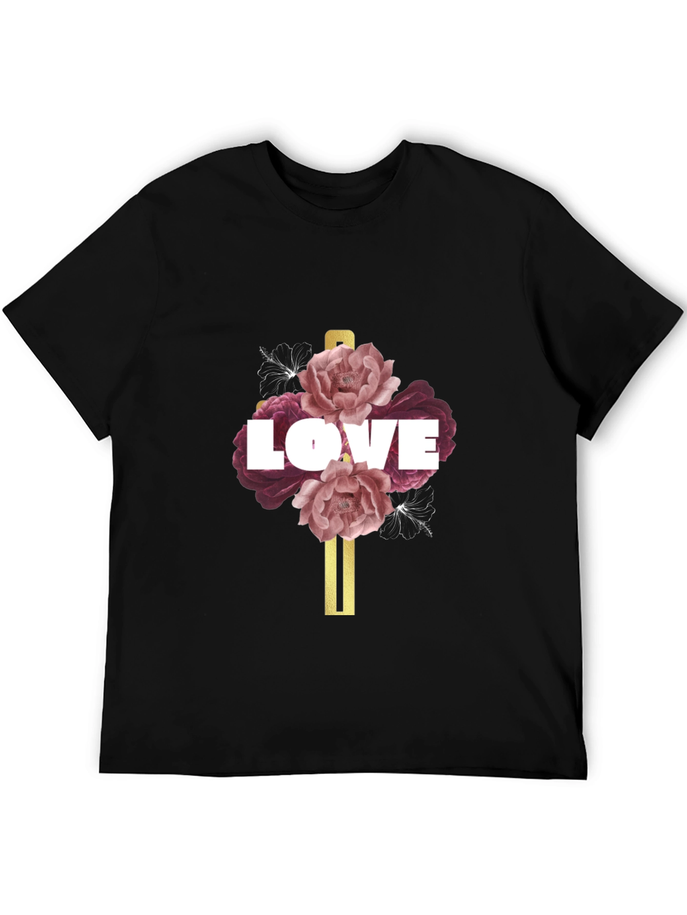 Love Floral Graphic T-Shirt - Black