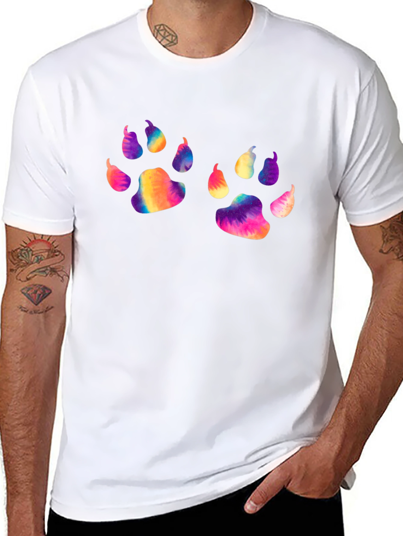 Vibrant Paw Print Tee