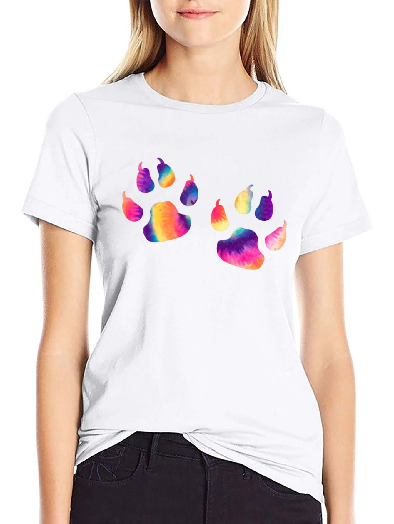 Vibrant Paw Print Tee