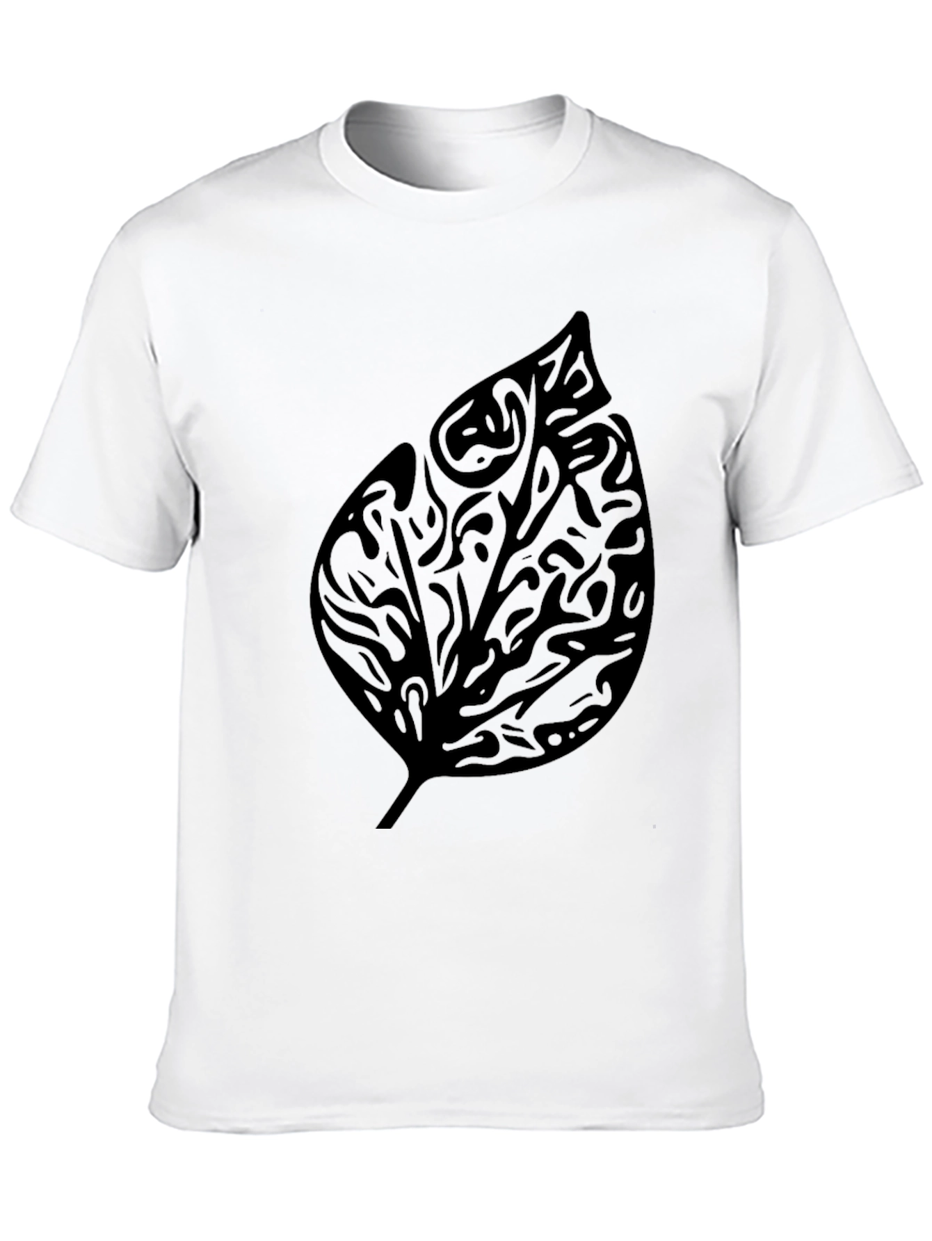 Black Leaf Print T-Shirt