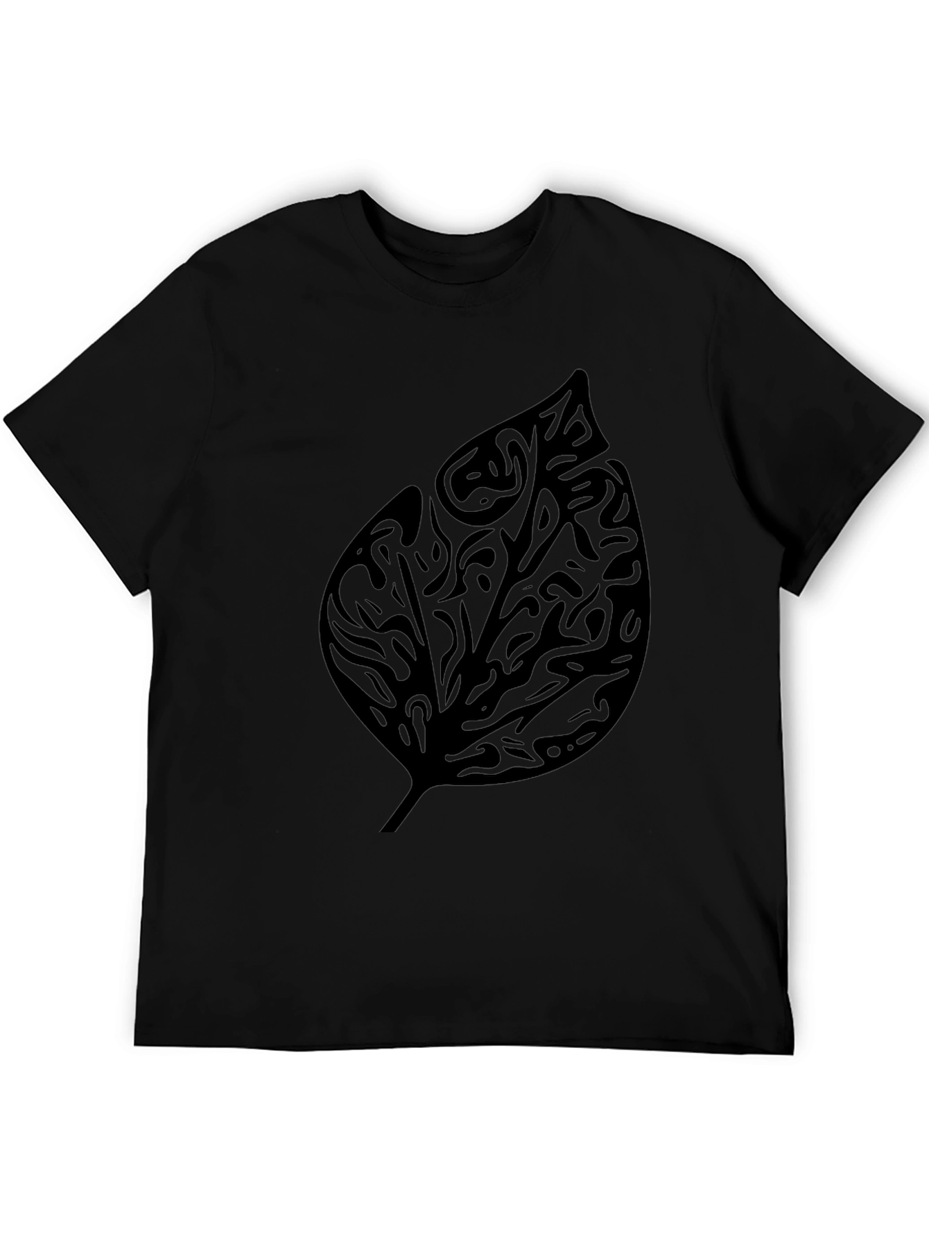 Black Leaf Print T-Shirt