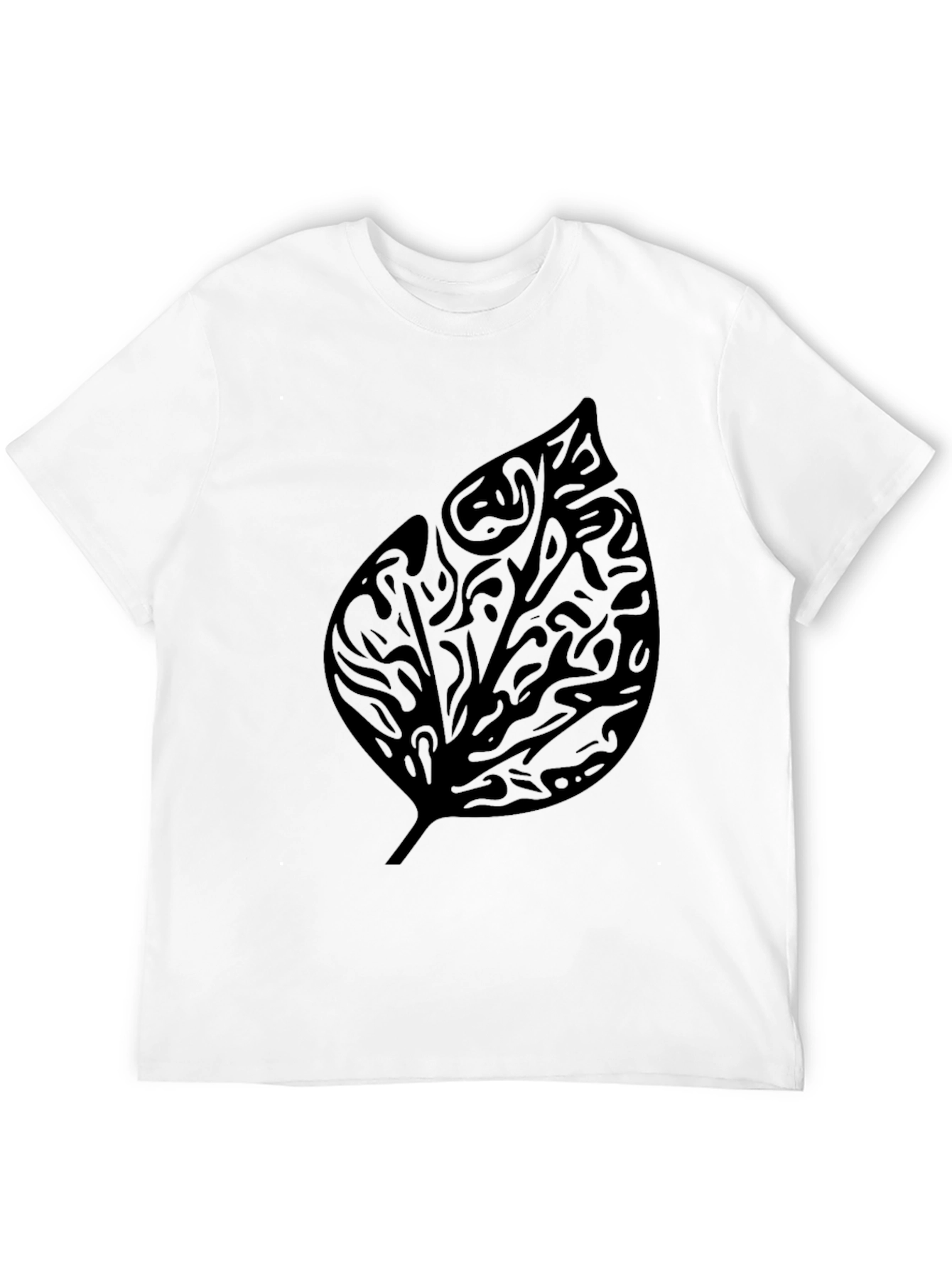 Black Leaf Print T-Shirt