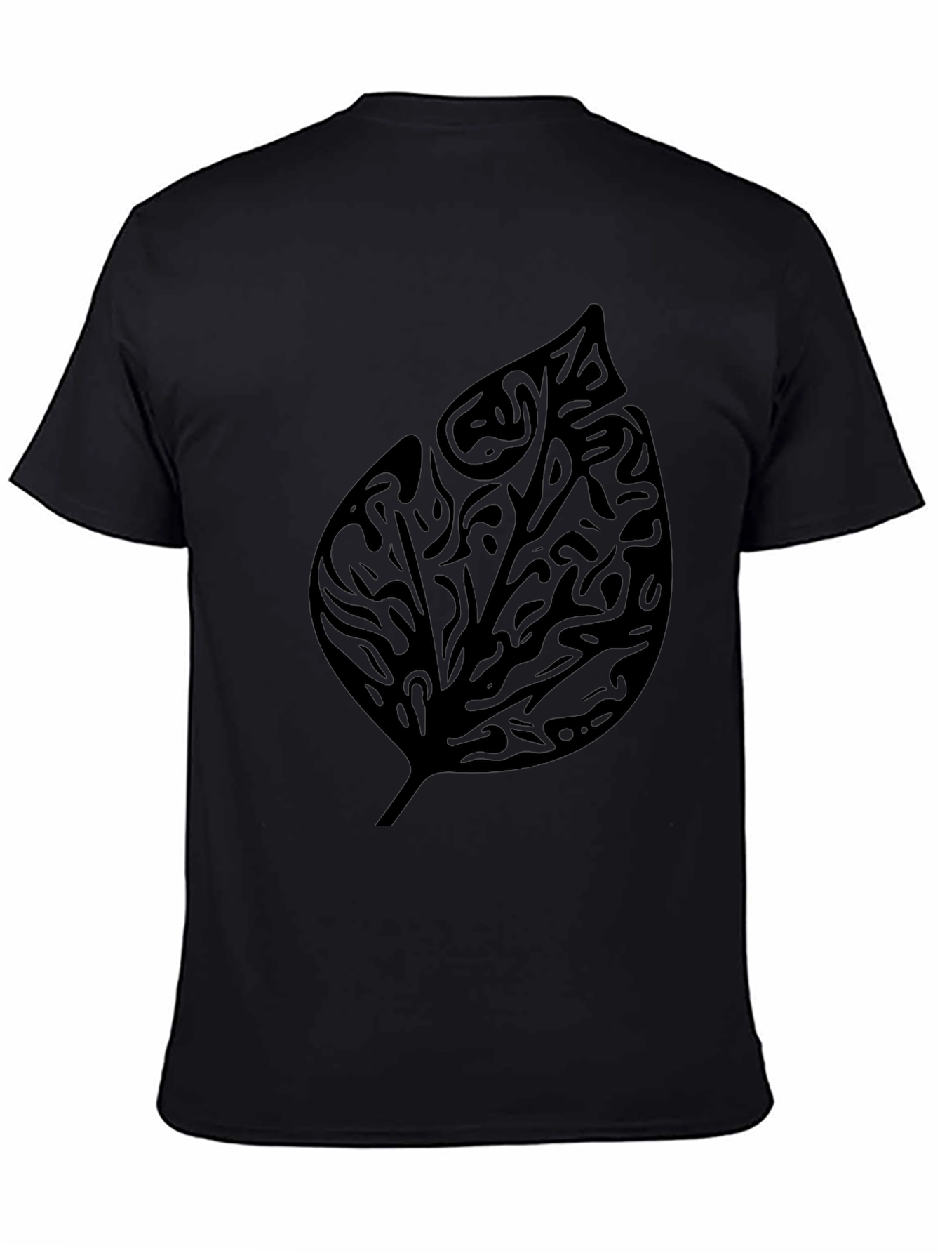 Black Leaf Print T-Shirt