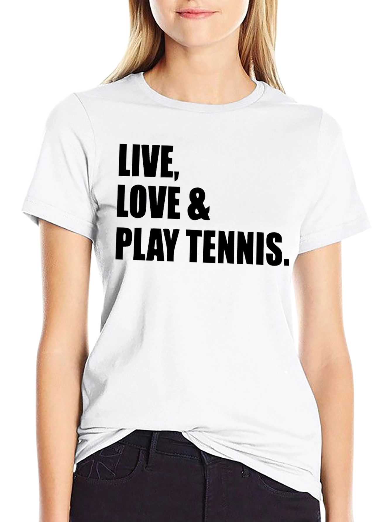 Live Love & Play Tennis T-Shirt - Black