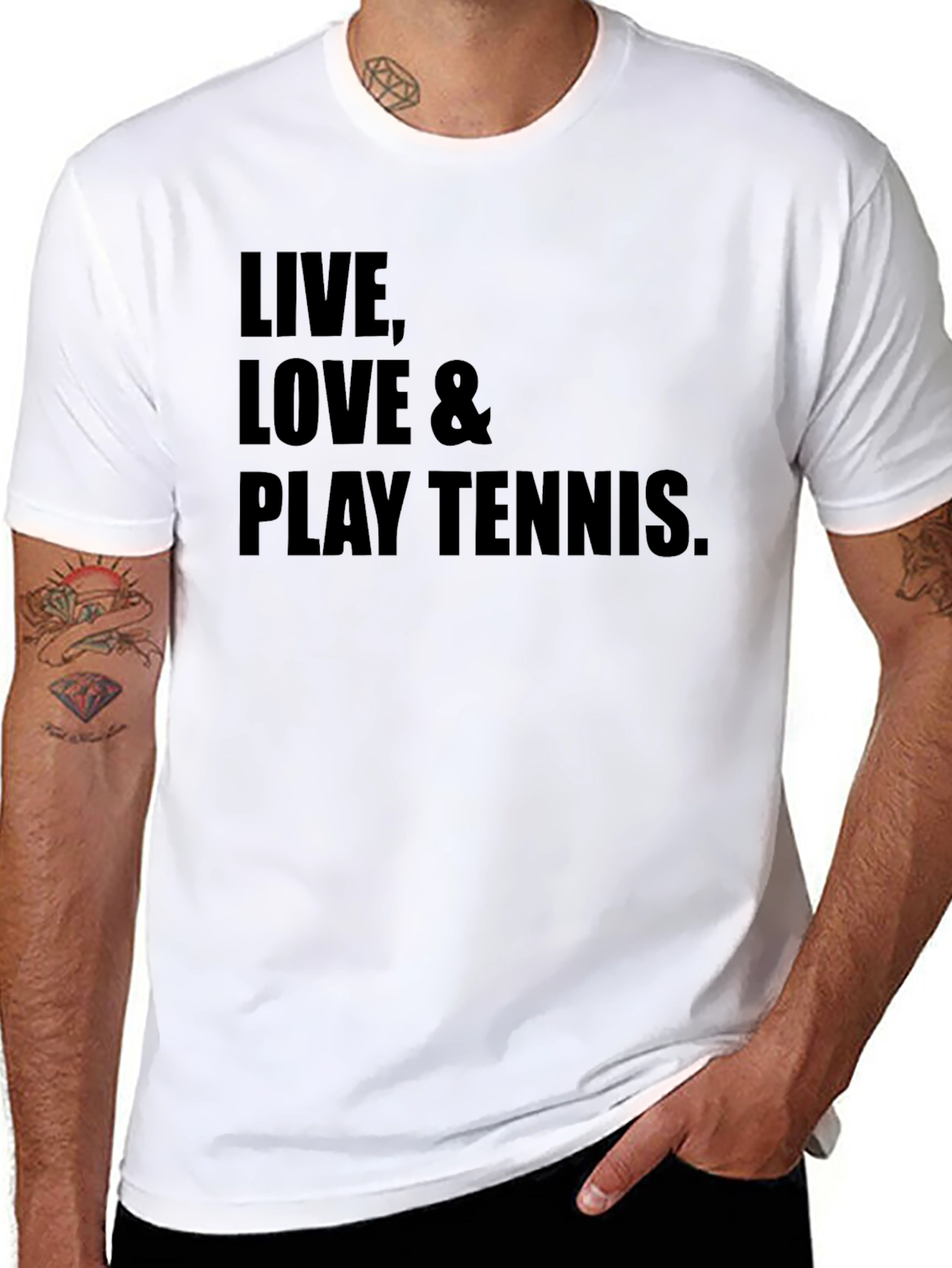 Live Love & Play Tennis T-Shirt - Black