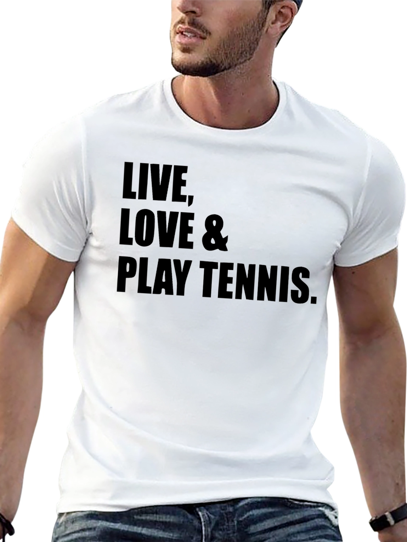 Live Love & Play Tennis T-Shirt - Black
