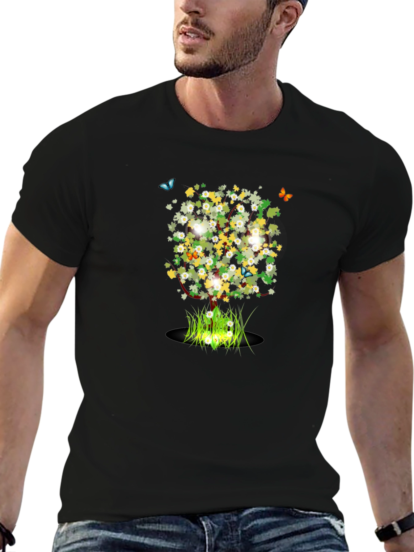 Nature Tree Graphic Black T-Shirt