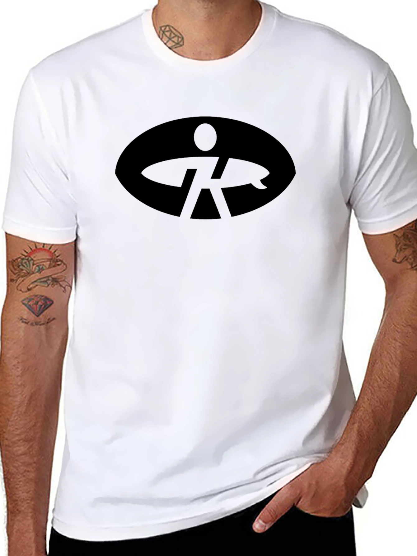 Cool Black Tee with Surfer Logo