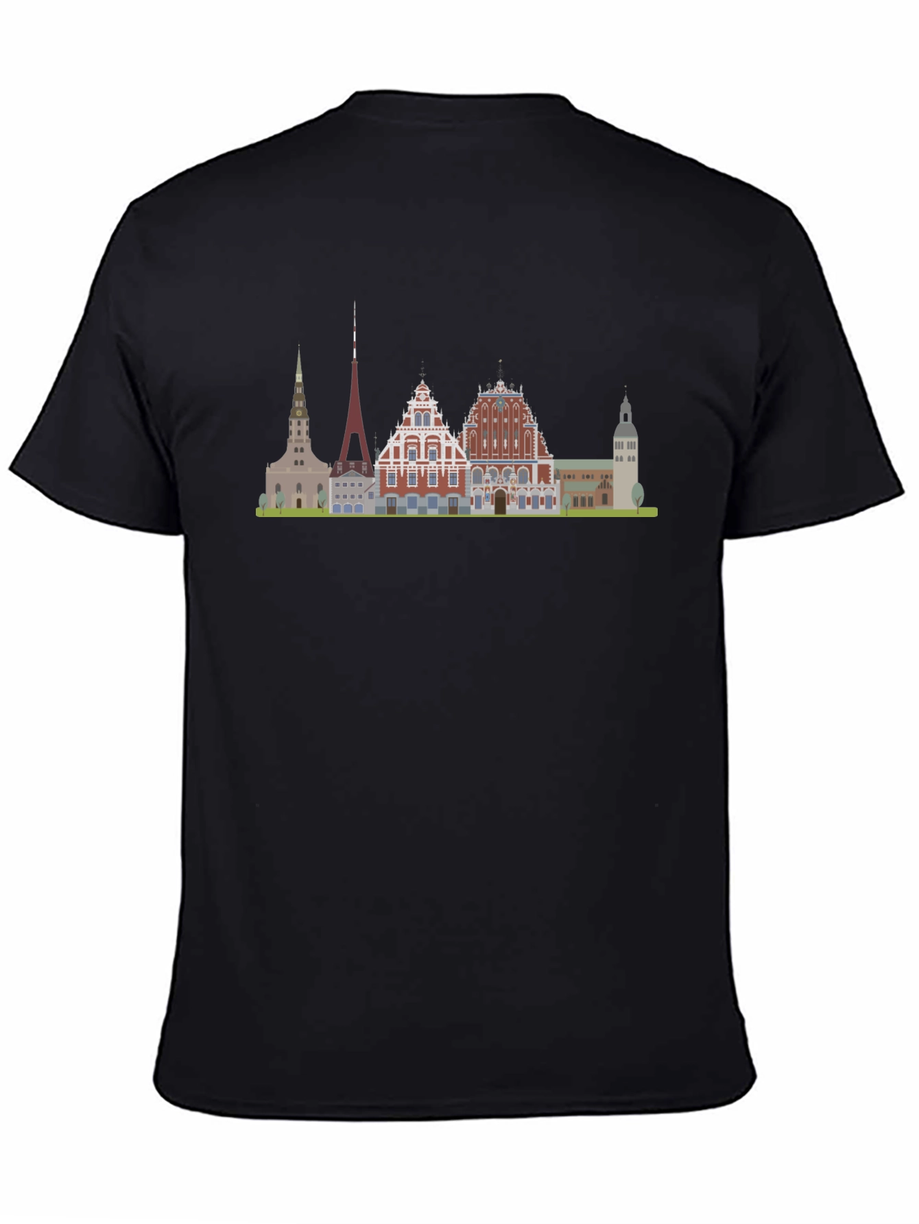 Riga Skyline Black T-Shirt