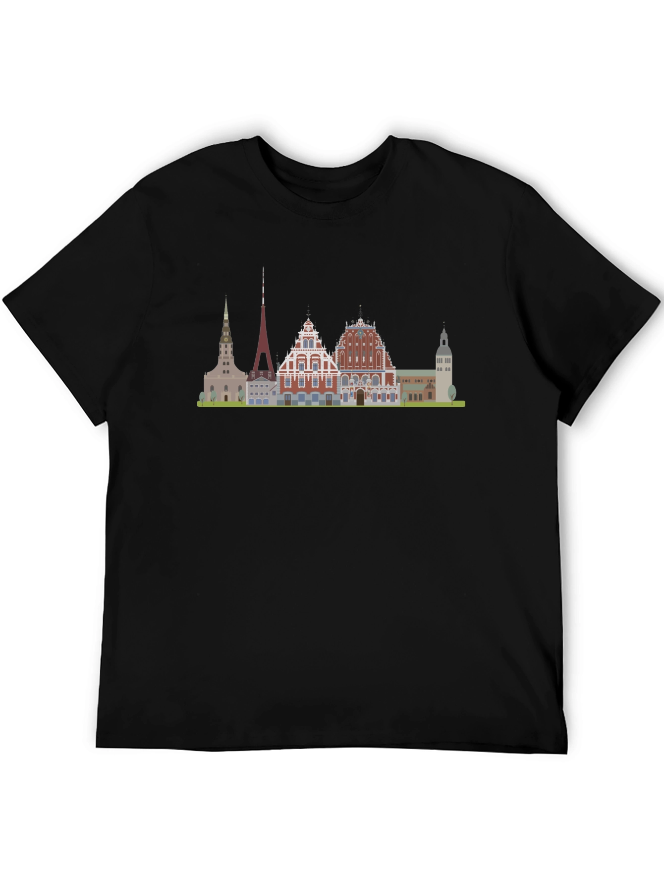 Riga Skyline Black T-Shirt