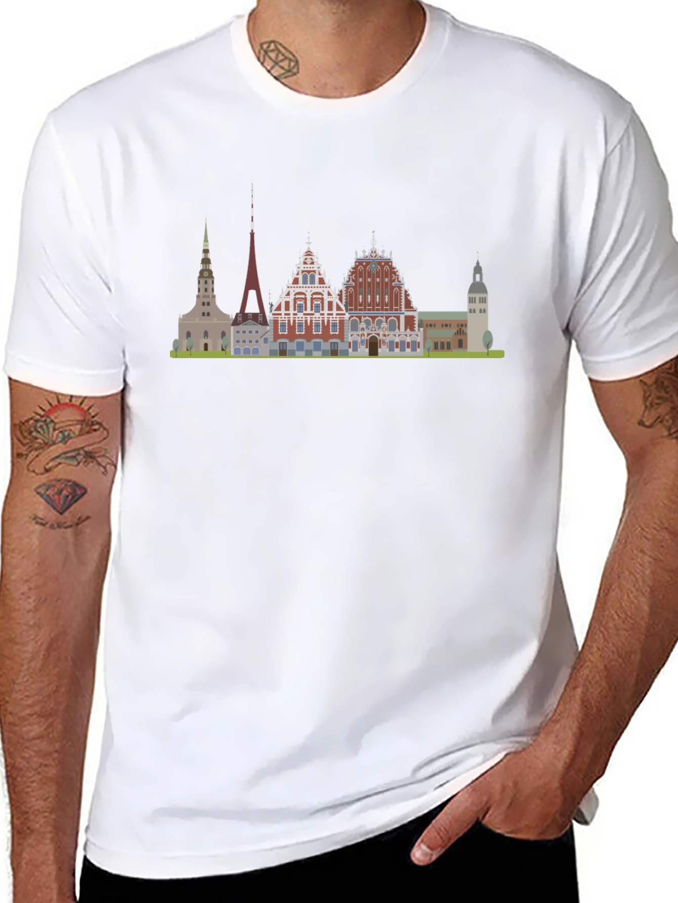 Riga Skyline Black T-Shirt