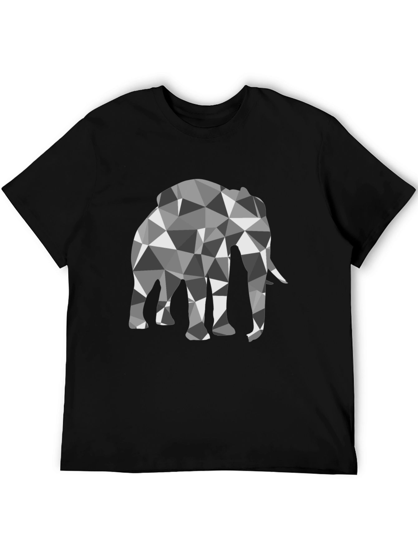 Geometric Elephant Graphic Black T-Shirt
