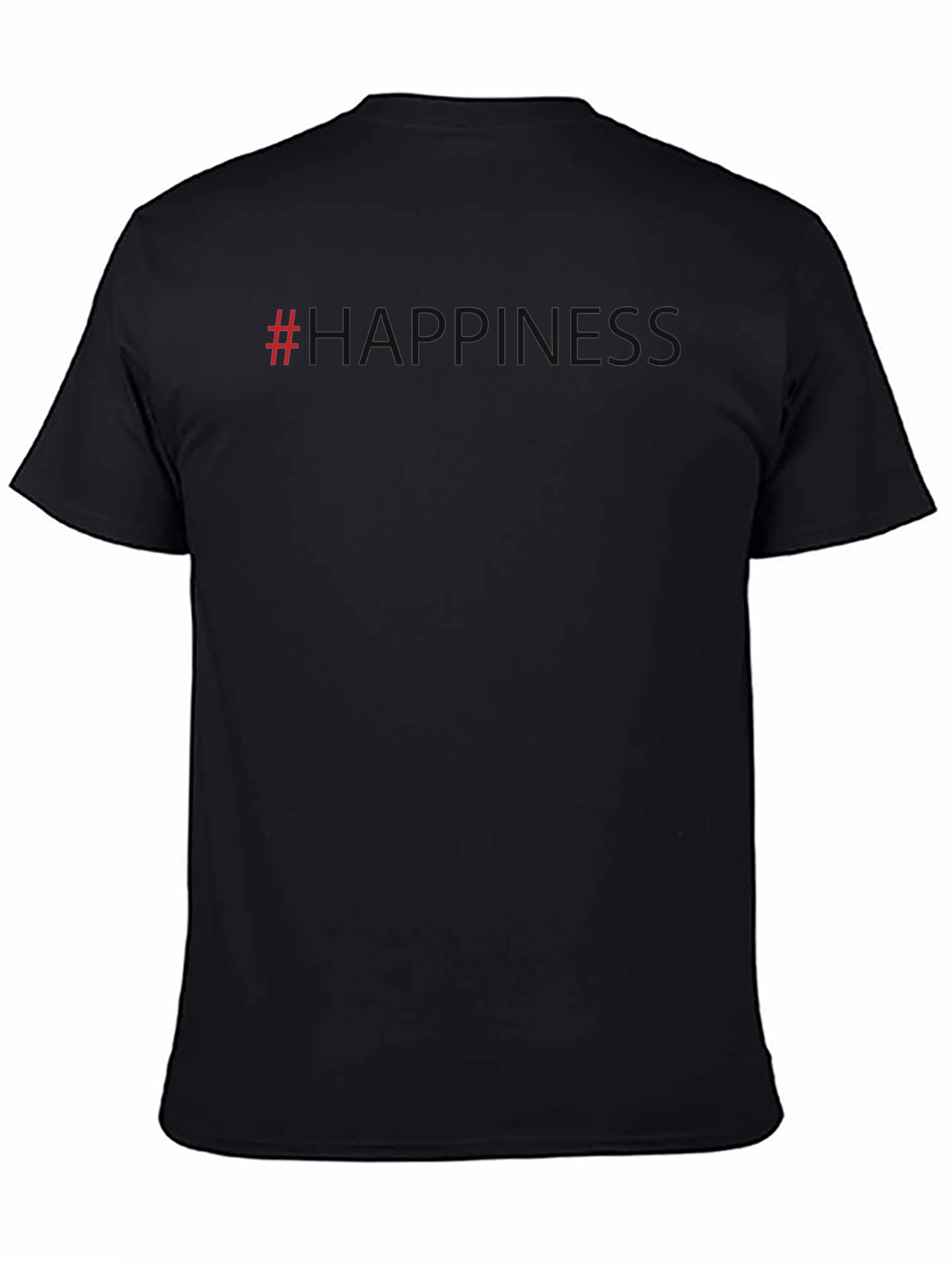 Black #Happiness Graphic Tee - Casual Style