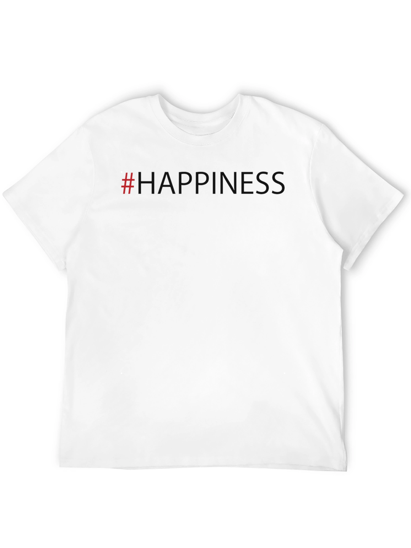 Black #Happiness Graphic Tee - Casual Style