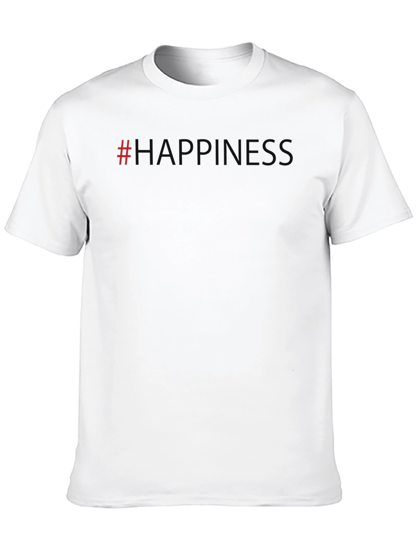 Black #Happiness Graphic Tee - Casual Style