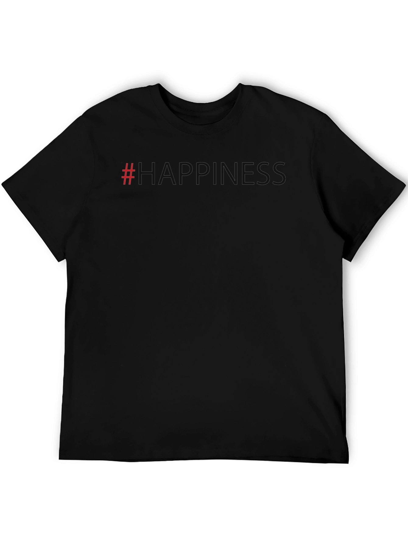Black #Happiness Graphic Tee - Casual Style