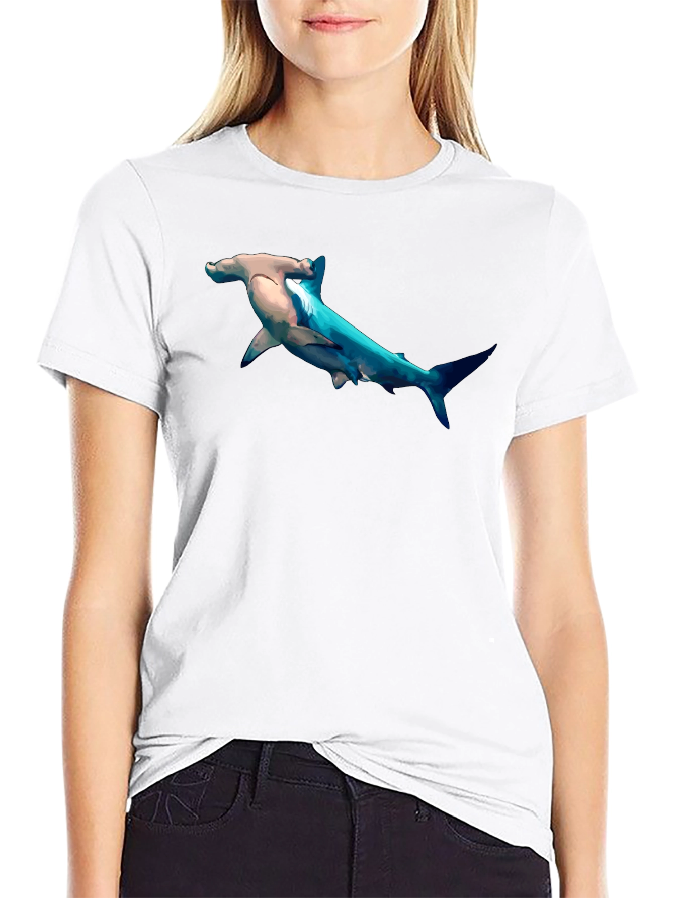 Hammerhead Shark Graphic Print T-Shirt