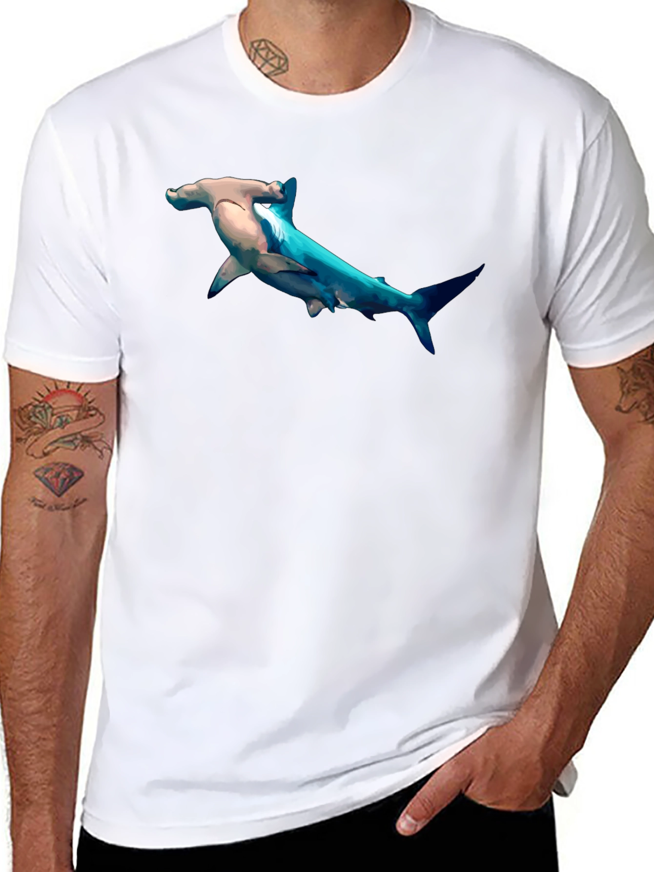 Hammerhead Shark Graphic Print T-Shirt