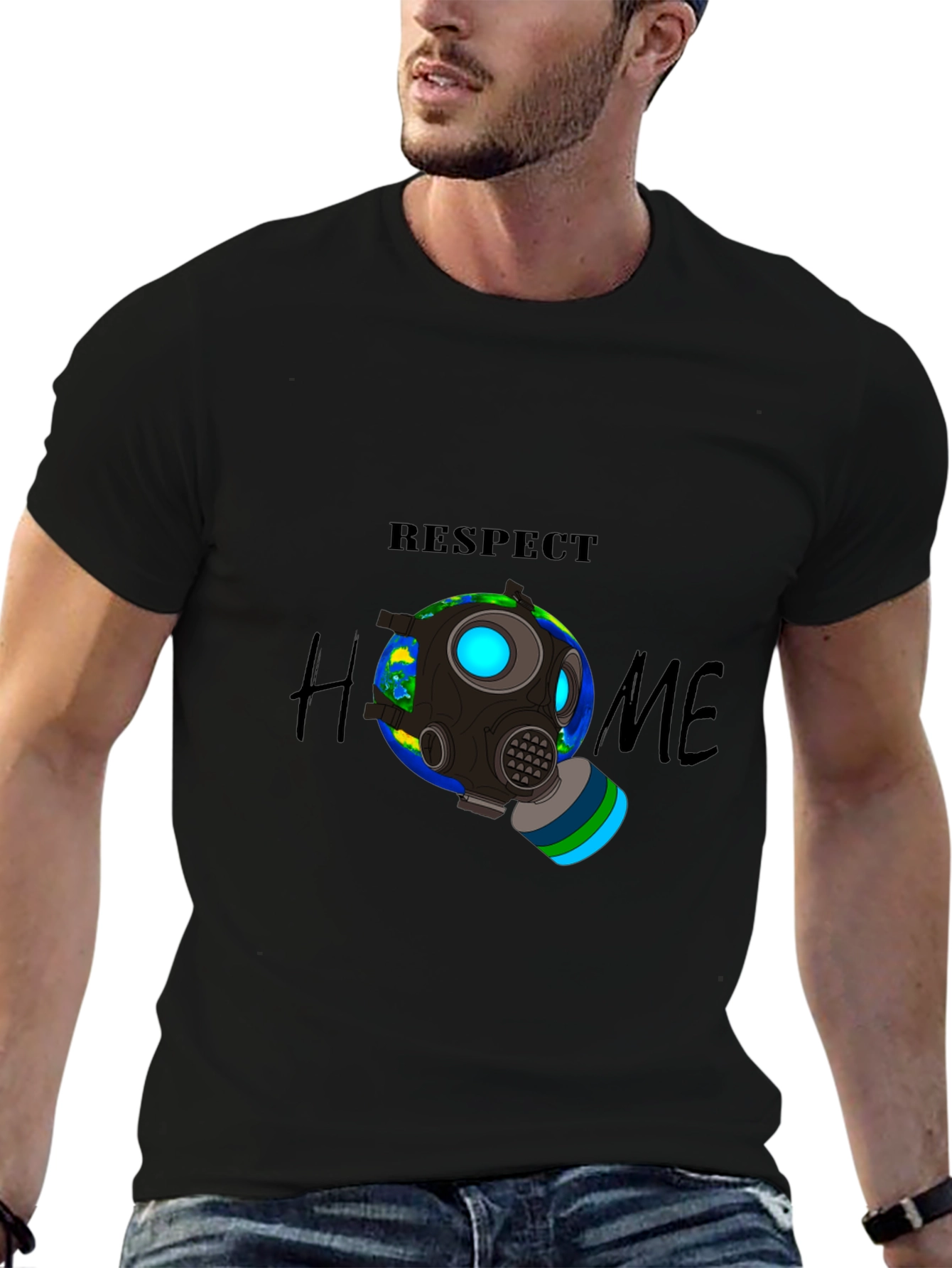 Respect Home T-Shirt - Earth Gas Mask Graphic Tee
