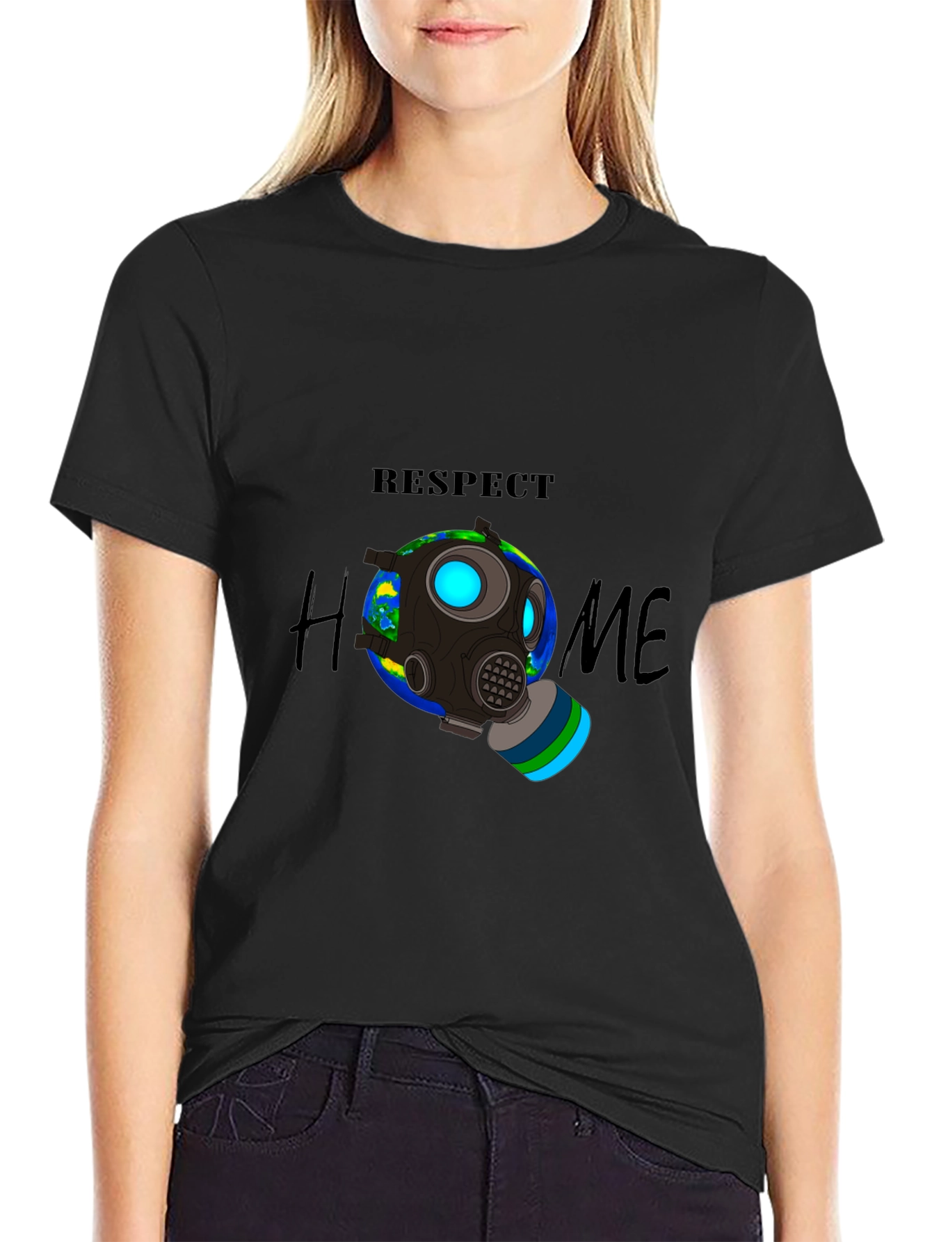 Respect Home T-Shirt - Earth Gas Mask Graphic Tee