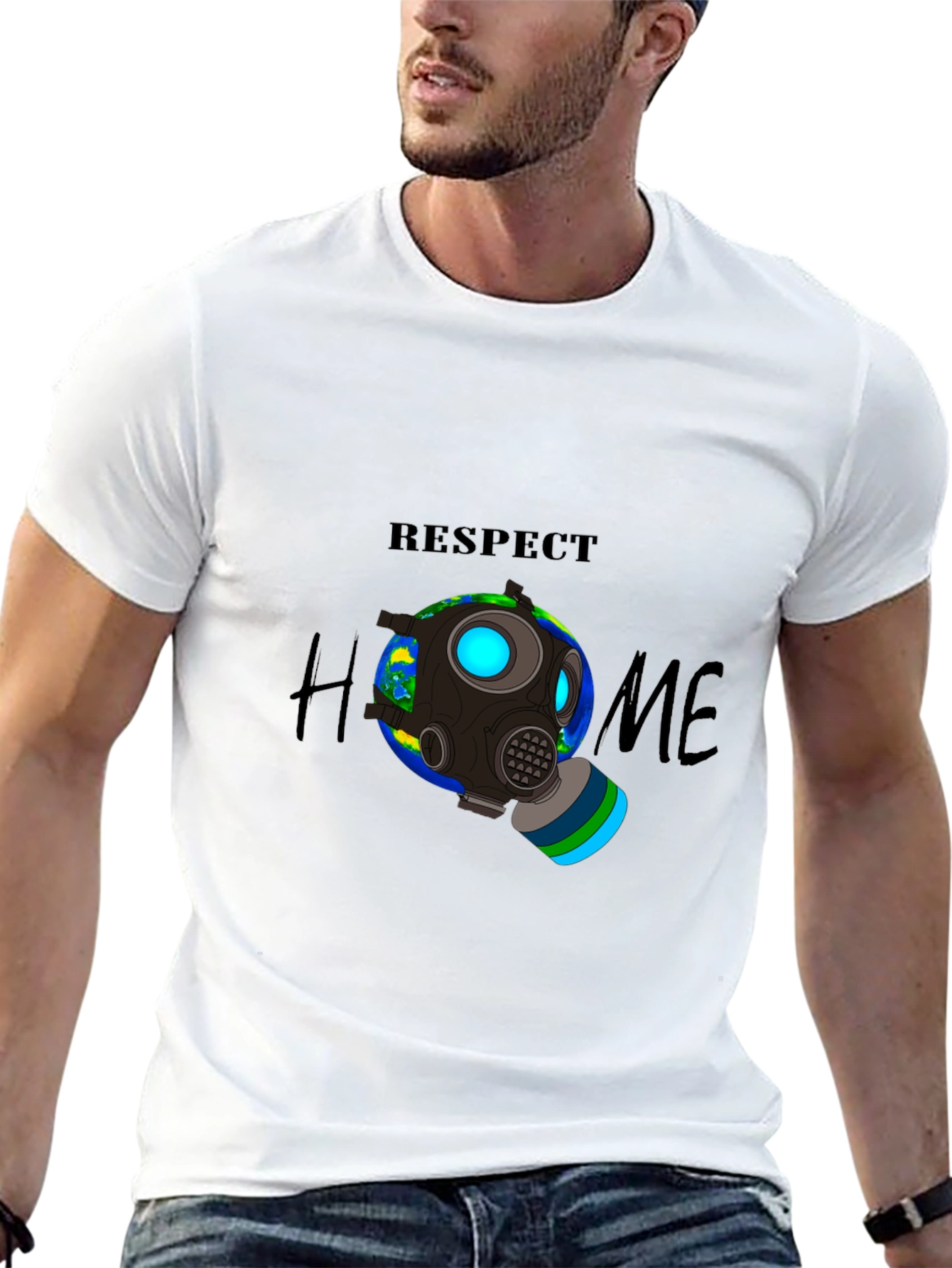 Respect Home T-Shirt - Earth Gas Mask Graphic Tee
